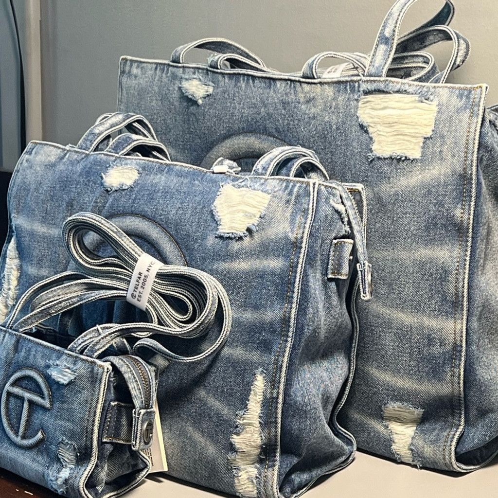 Telfar Large Telfar blue distressed denim Size ONE SIZE - 5 Thumbnail