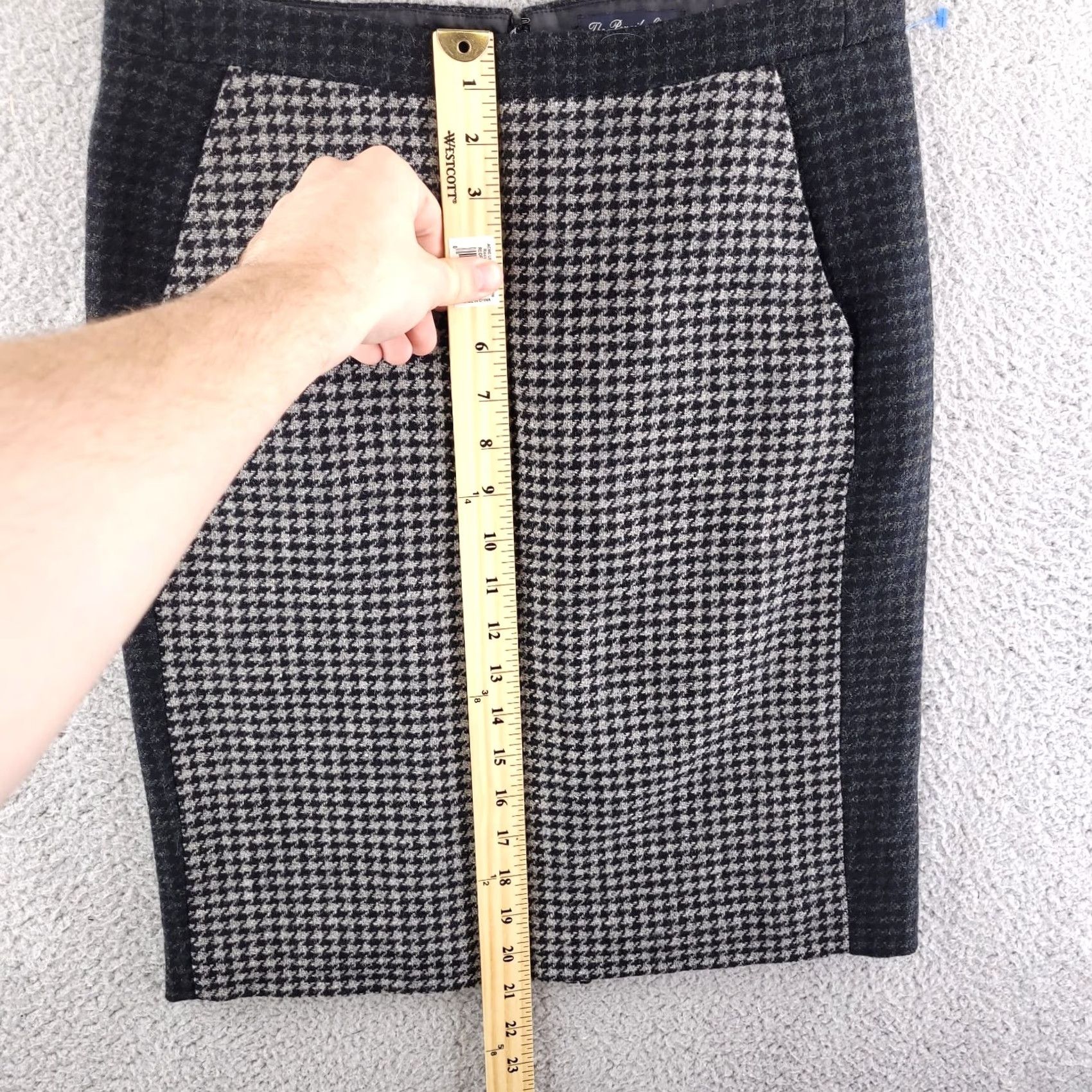 J.Crew J.CREW Wool Pencil Skirt Womens 2 Houndstooth Black Gray Mini Short Size 26" / US 2 / IT 38 - 6 Thumbnail