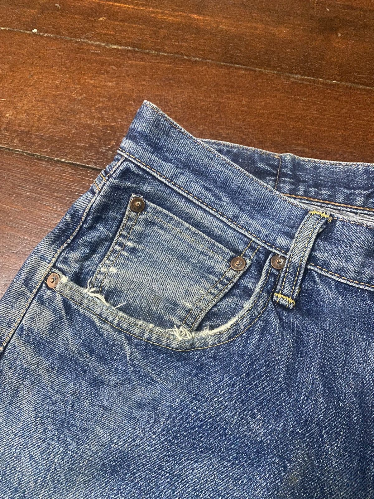 Edwin Vintage Edwin 505 Selvedge Distressed Dirty Denim Jeans Size US 32 / EU 48 - 10 Thumbnail