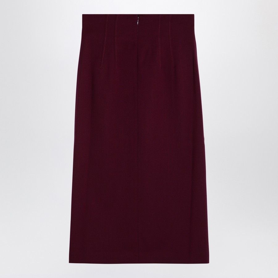 THE ANDAMANE o1d2blof1024 Wool-Blend Midi Skirt In Burgundy Size 26" / US 2 / IT 38 - 2 Thumbnail