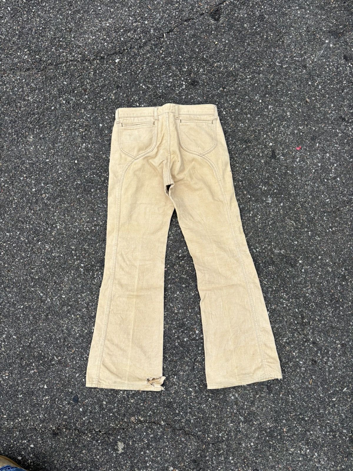 Lee 1970s Lee Tan Moleskin Bootcut Flare Western Work Pants Size US 32 / EU 48 - 6 Thumbnail