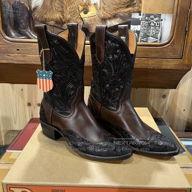 RRL Ralph Lauren RRL Ralph Lauren Carved Western Cowboy Boots Size US 8 / EU 41 - 1 Thumbnail
