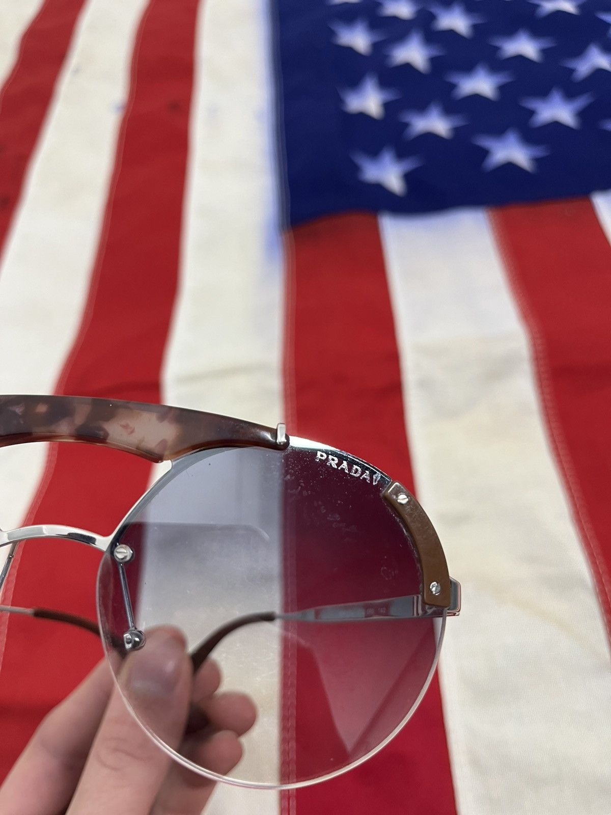 Prada Prada SPR 52U Semi-Rimless Aviator Sunglasses Size ONE SIZE - 2 Thumbnail