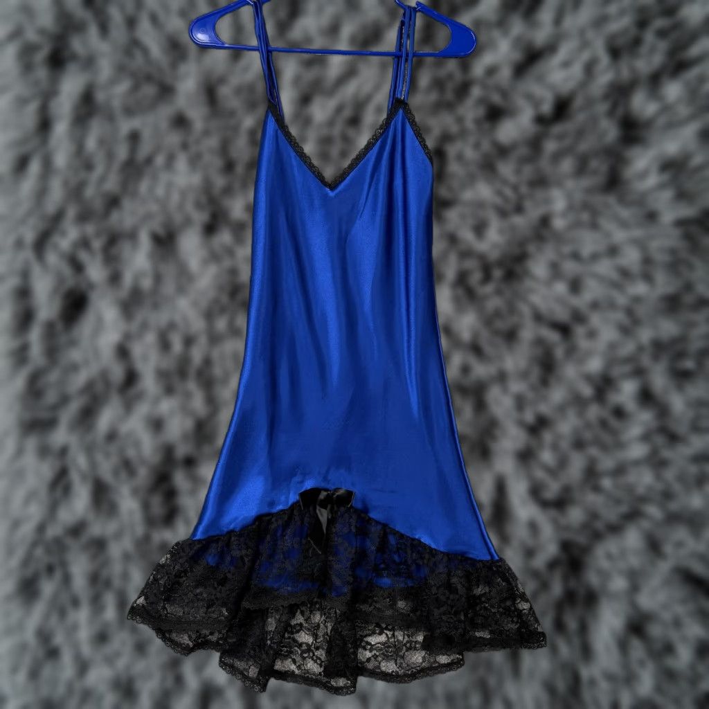 Vintage VINTAGE Petra Fashions Slip Dress S Satin Lace Dark Coquette Fairy Grunge Goth Size S / US 4 / IT 40 - 1 Thumbnail