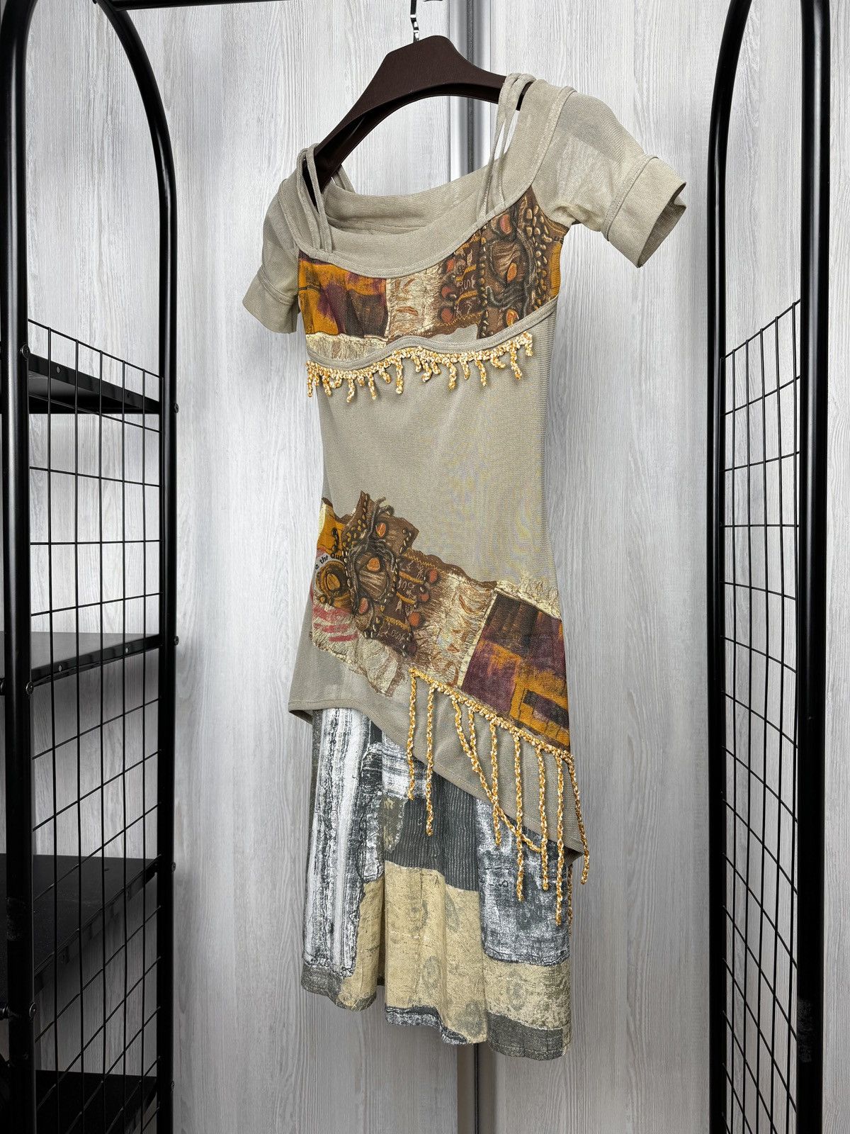 Other Save the Queen mesh patchwork style vintage fringed dress Size S / US 4 / IT 40 - 5 Thumbnail