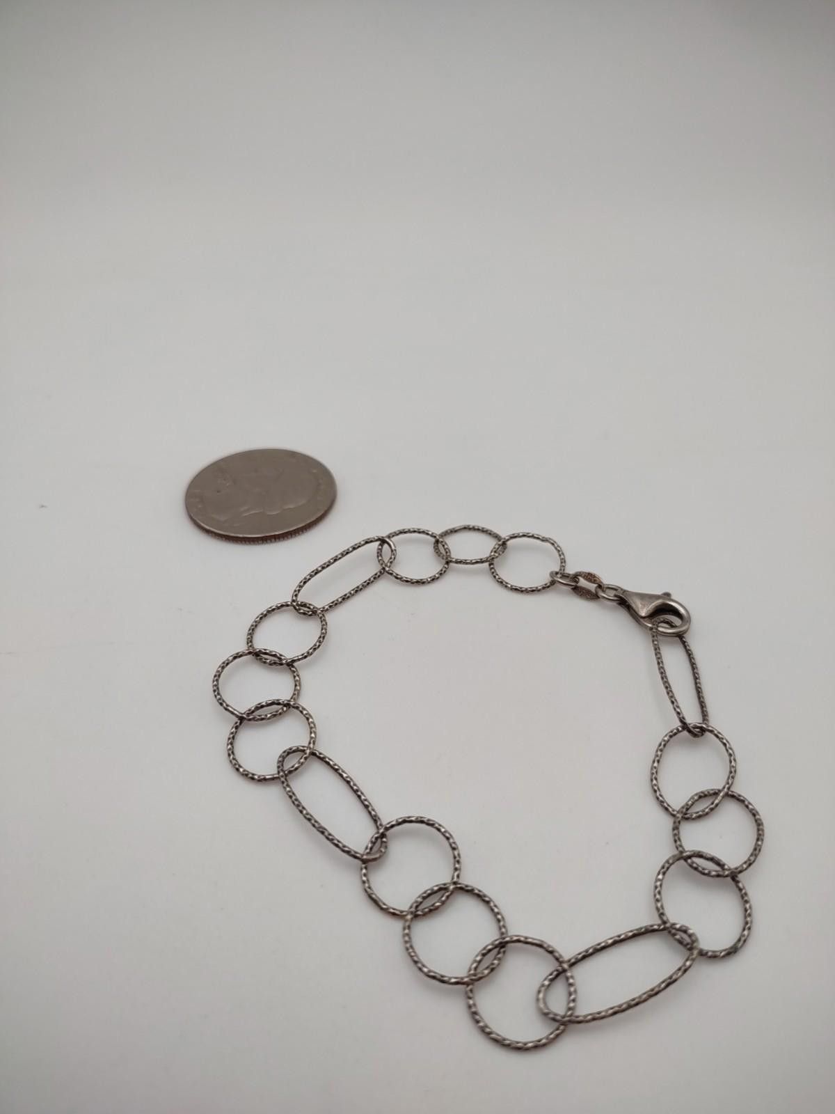 The Unbranded Brand 925 Italy Sterling Silver Textured Link Chain Bracelet Size ONE SIZE - 4 Thumbnail