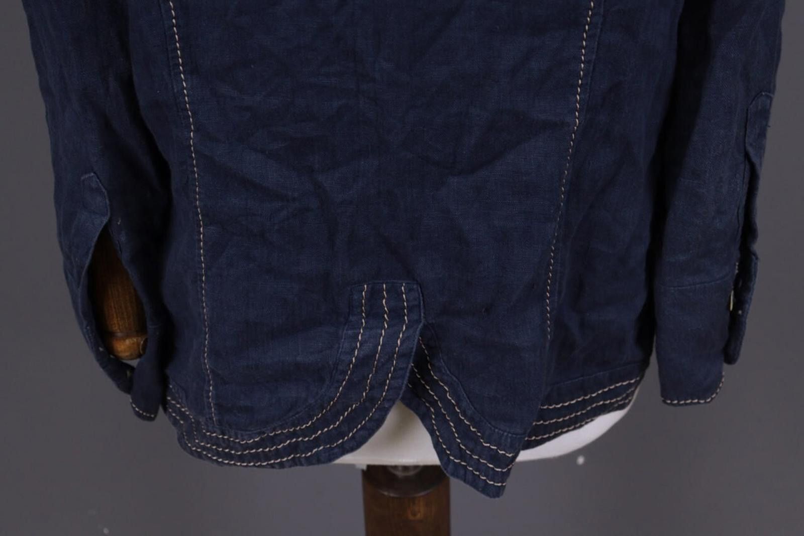 Designer Elisa Cavaletti Blue Lagenlook Linen Blouse Shirt Size L Size L / US 10 / IT 46 - 11 Thumbnail