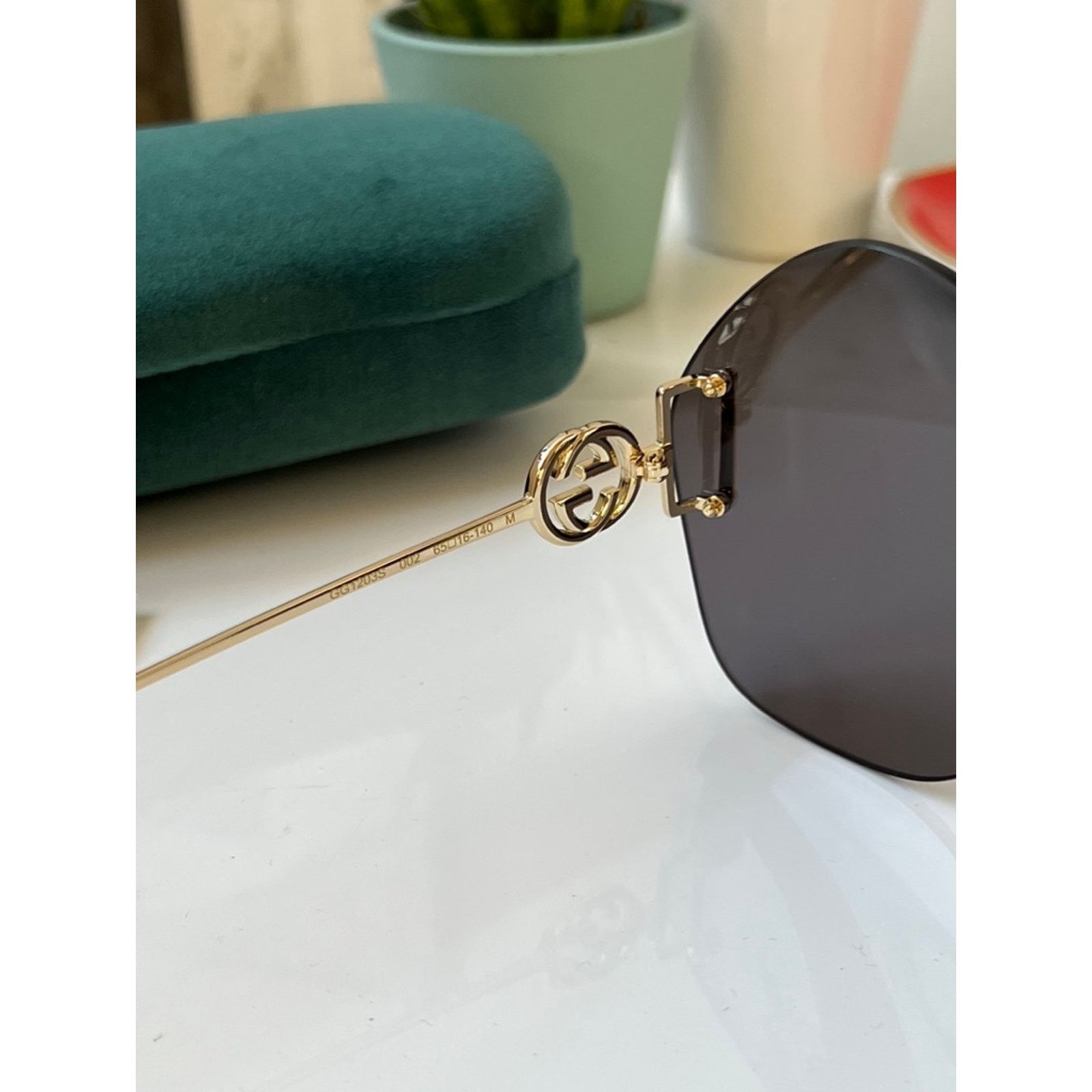 Gucci NEW Gucci GG1203S Dark Grey Rimless Sunglasses Size ONE SIZE - 9 Thumbnail
