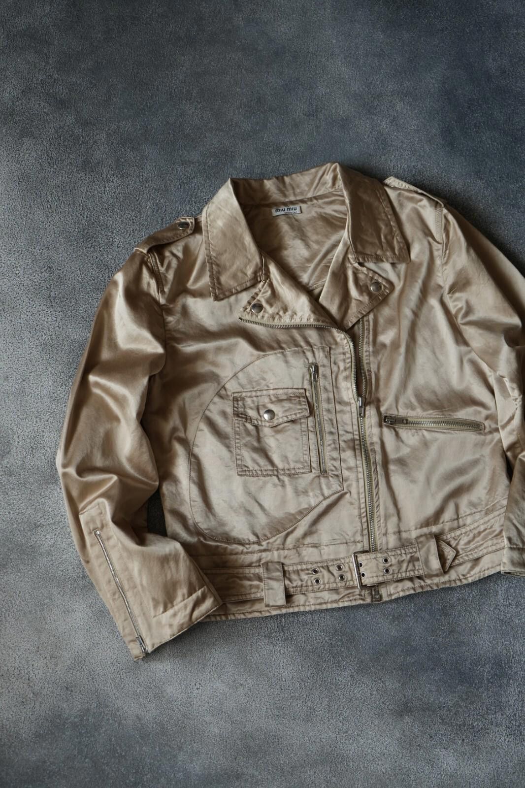 Miu Miu 2000`s Miu Miu Light Biker Jacket Beige Vintage Women Size M Size M / US 6-8 / IT 42-44 - 1 Thumbnail
