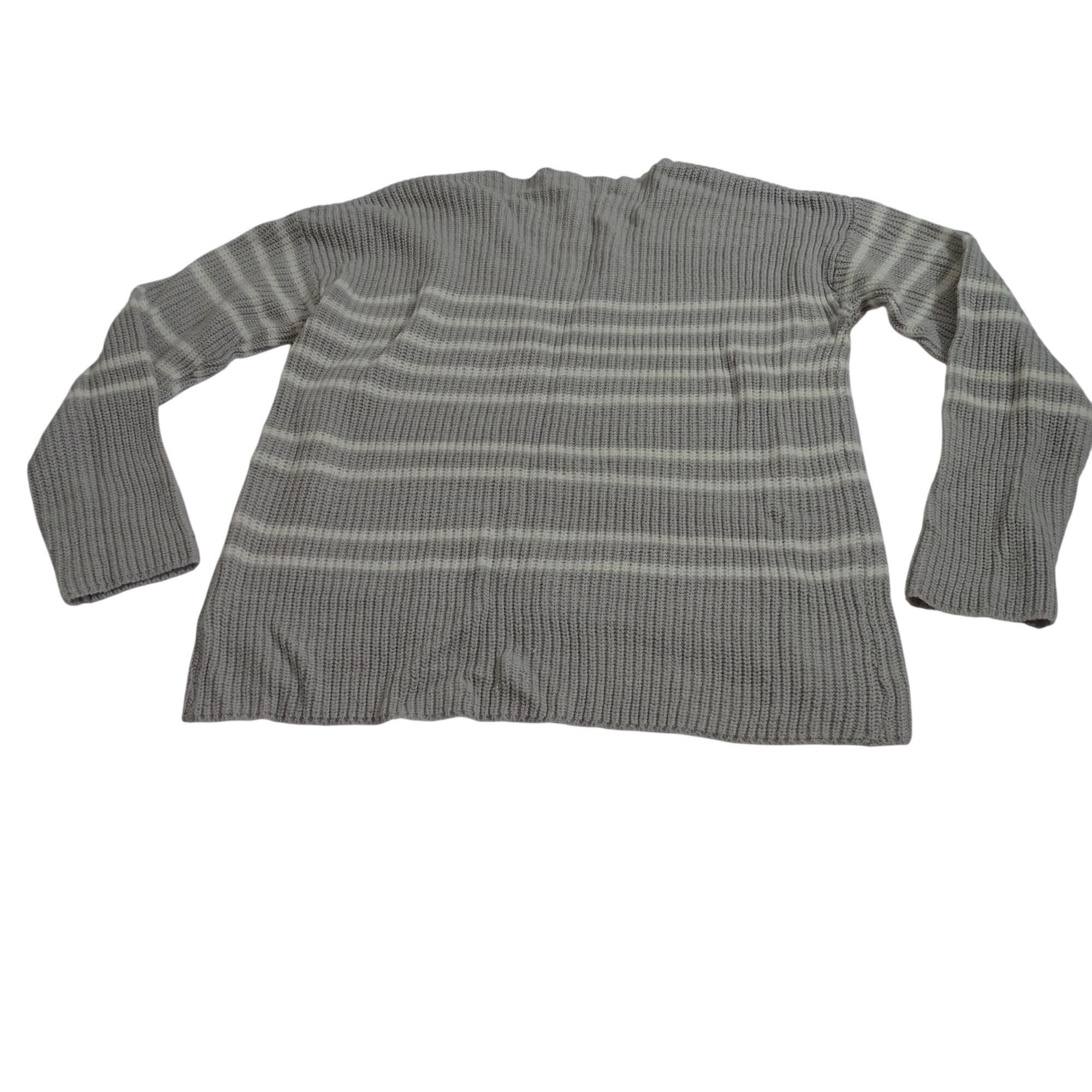Other Moral Fiber Gray Stripe Acrylic Knit V-Neck Sweater Size XL Size XL / US 12-14 / IT 48-50 - 4 Thumbnail