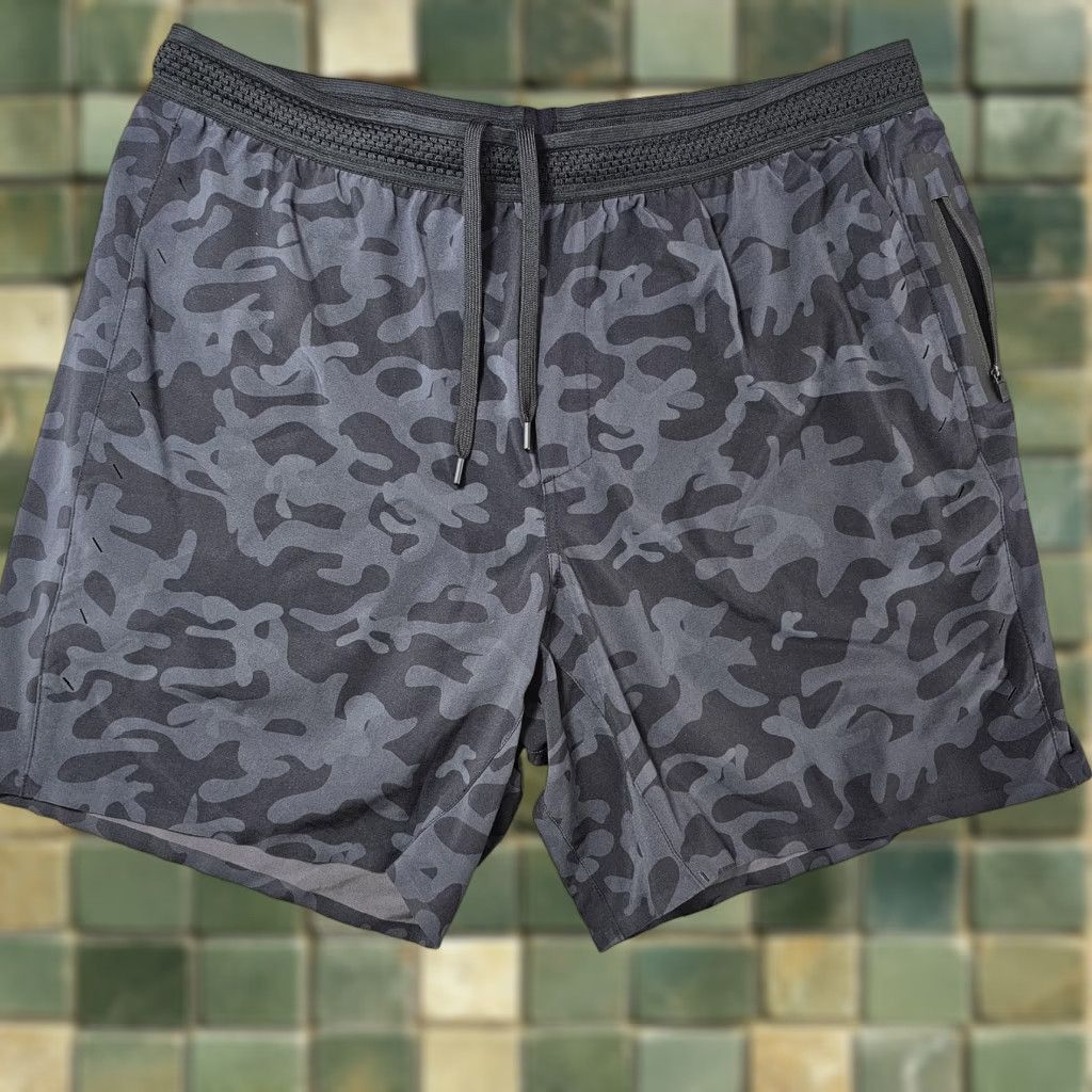 Ten Thousand Ten Thousand Session Short Mens 2XL Gray Camouflage 7in Inseam Zip Pocket Running Gym Training Athletic Short Size US 39 - 1 Thumbnail
