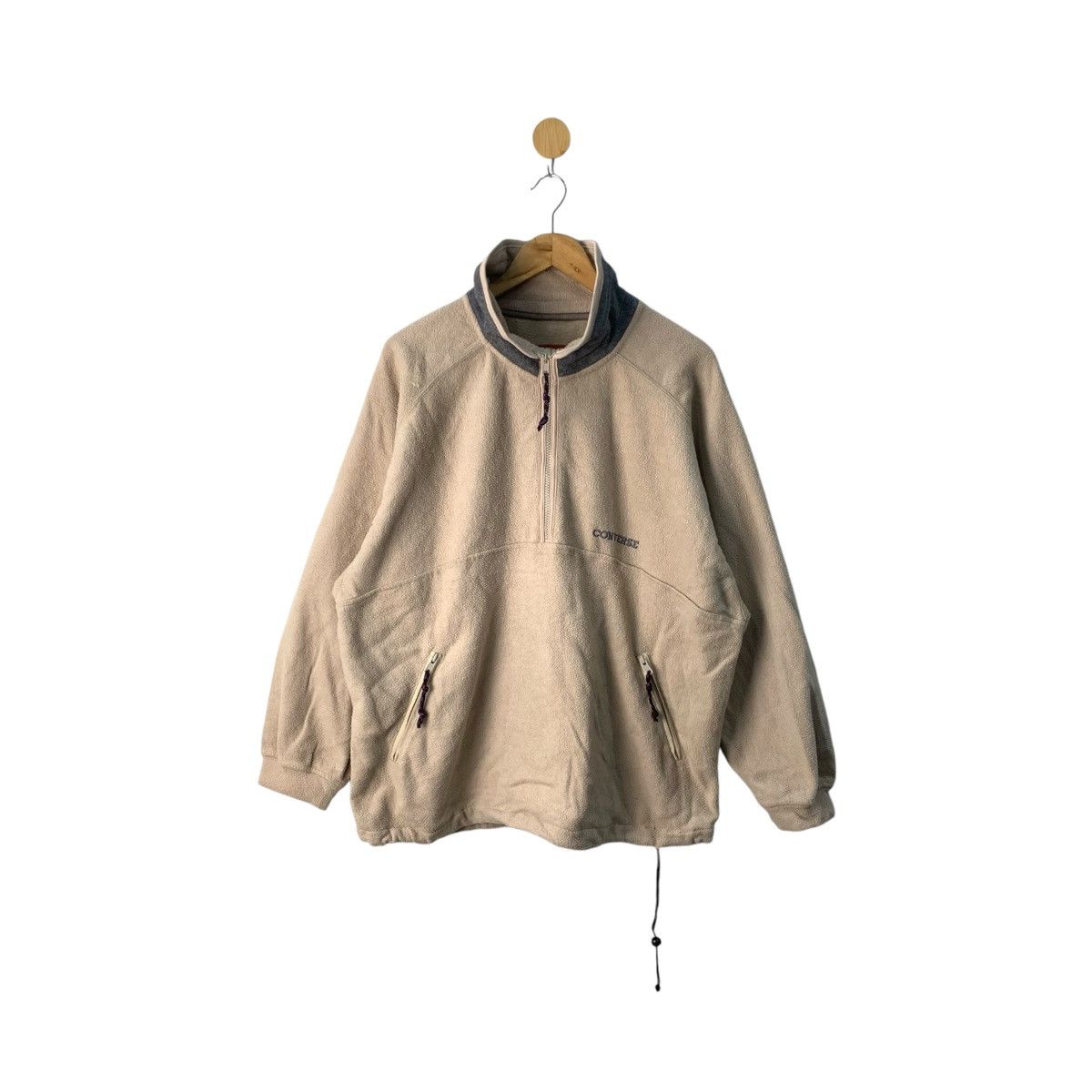Converse × Vintage Converse Fleece Half Zip Sweater Soft Brown Large Size US L / EU 52-54 / 3 - 1 Thumbnail
