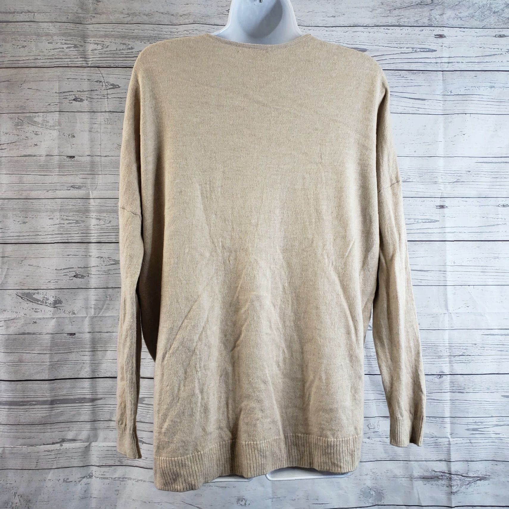 Vintage VINTAGE Leith Womens Pullover Sweater XS Beige V-Neck Rayon Blend Long Sleeve Size XS / US 0-2 / IT 36-38 - 3 Thumbnail