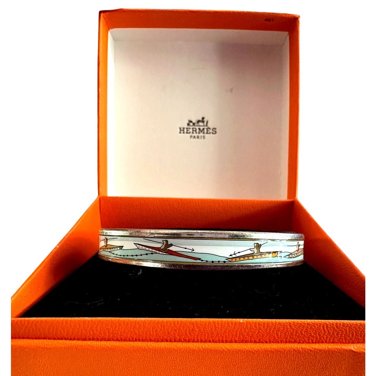 Hermes HERMES Enamel Printed Narrow Canoe Pattern Bracelet Size ONE SIZE - 16 Thumbnail