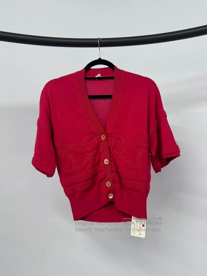 Hermes Hermes Red knit cardigan Size XXS / US 00 / IT 34 - 1 Thumbnail