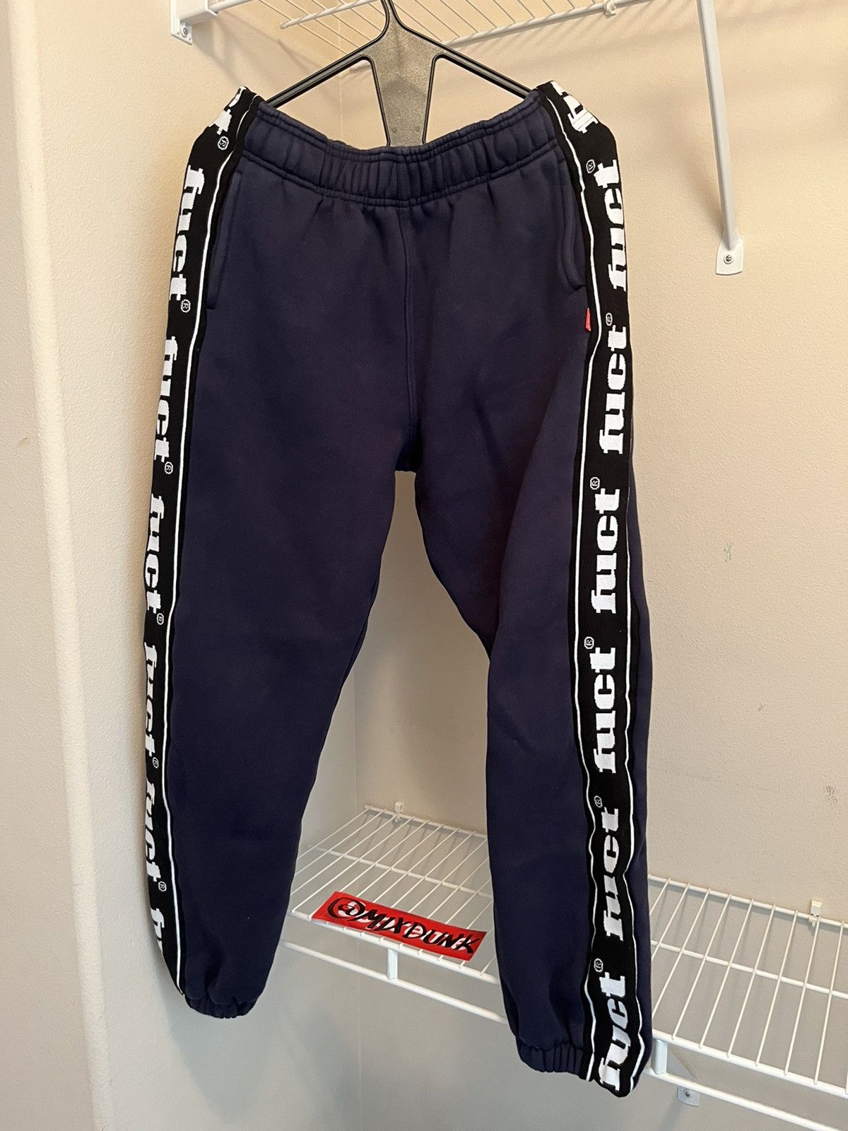 FUCT FUCT OG LOGO RIBBED SWEATPANTS NAVY Size US 30 / EU 46 - 1 Thumbnail
