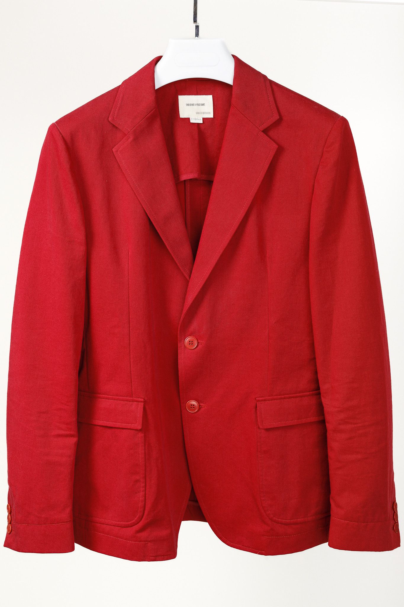 Band Of Outsiders Band of Outsiders Red Cotton-Twill Tailored Blazer Size 38R - 3 Thumbnail