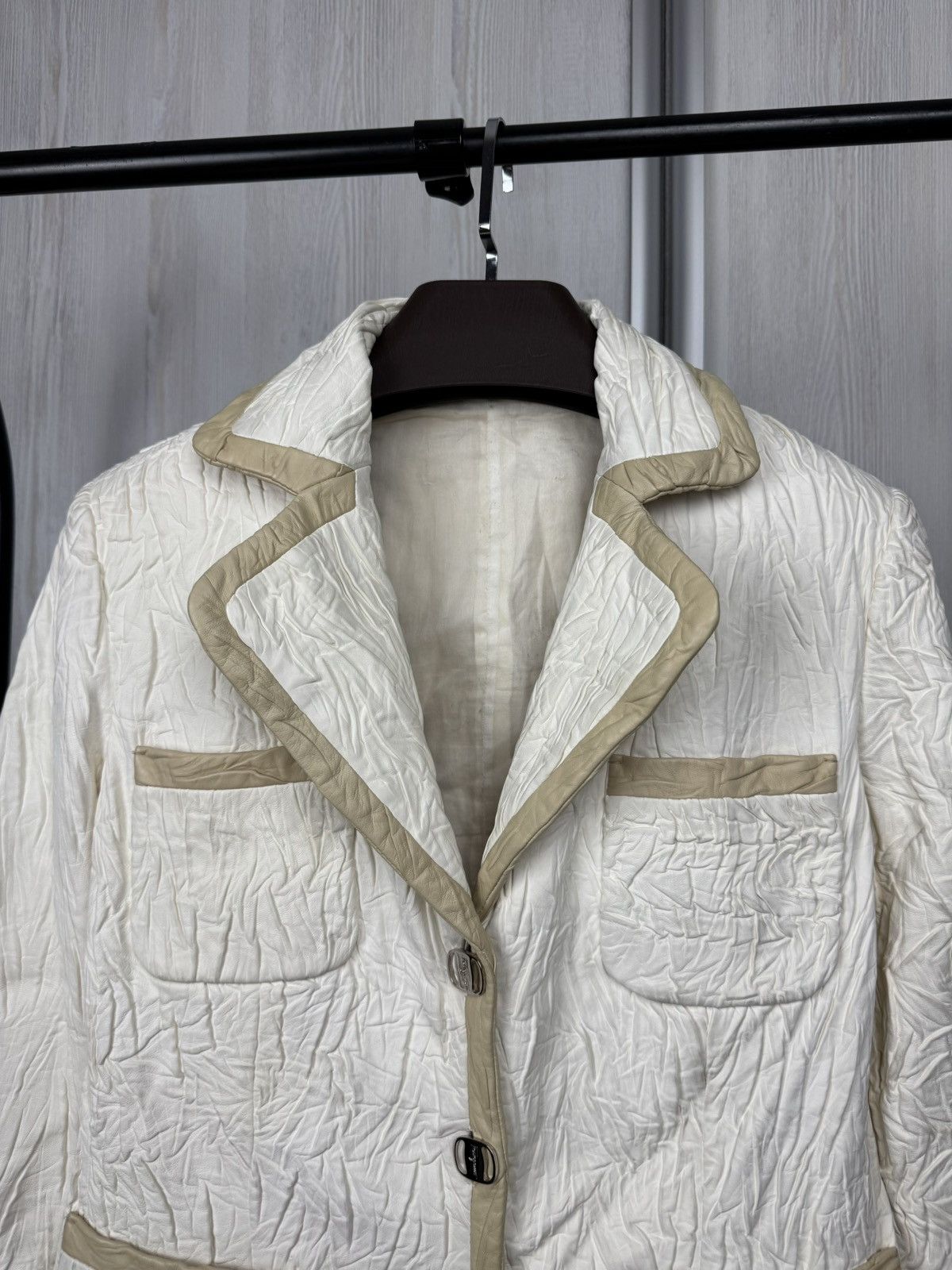 Salvatore Ferragamo Salvatore Ferragamo white leather biker jacket blazer Size M / US 6-8 / IT 42-44 - 3 Thumbnail