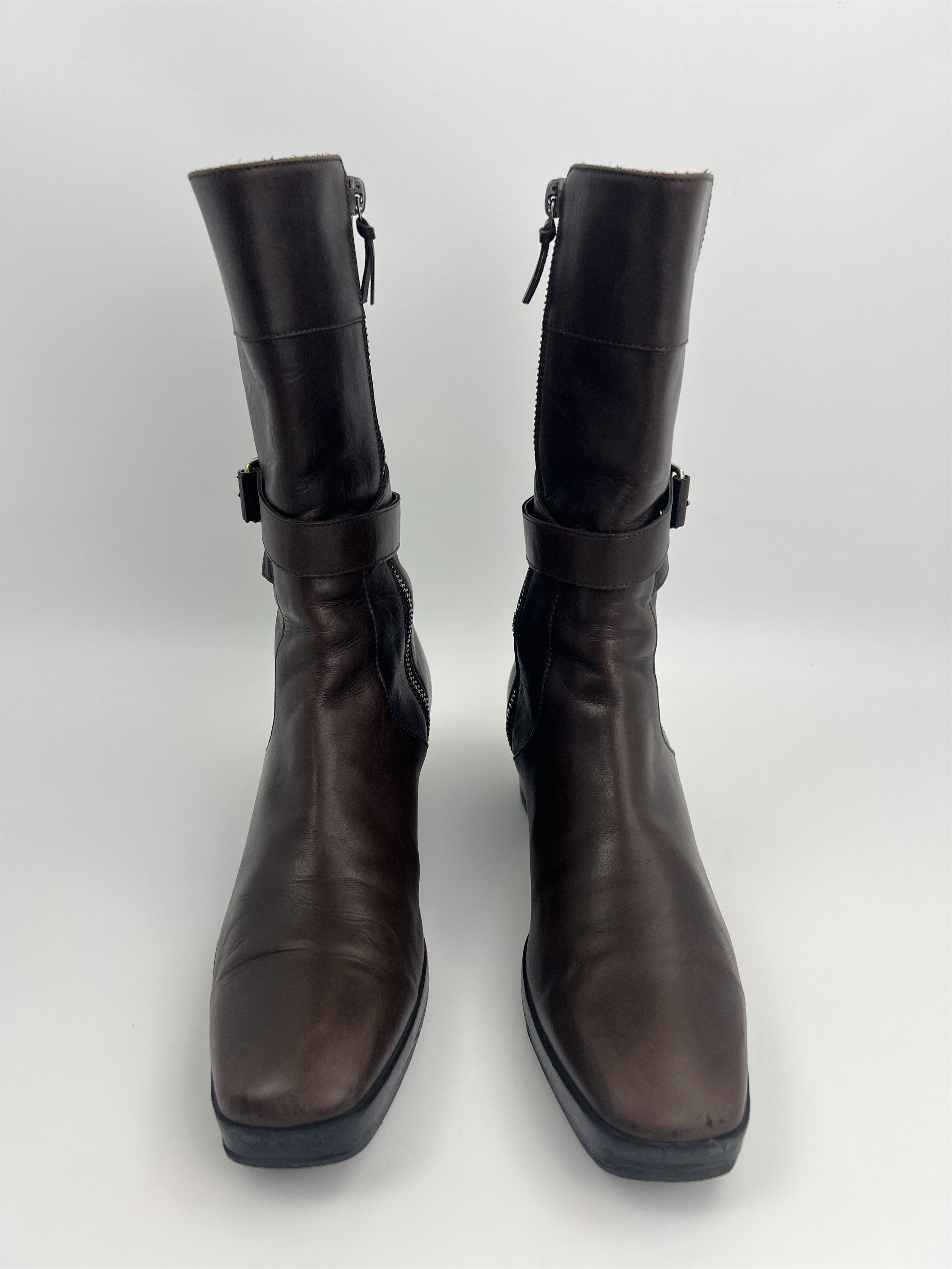 Balenciaga Vintage Balenciaga Brown Leather Moto Boots With Straps Size US 6 / IT 36 - 4 Thumbnail