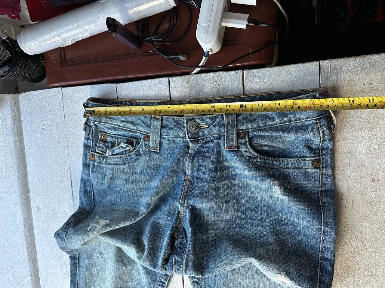 True Religion AVANT GARDE 🚨 TRUE RELIGION BLUE WOMEN PANTS WITH LOGO Size 33" - 12 Thumbnail