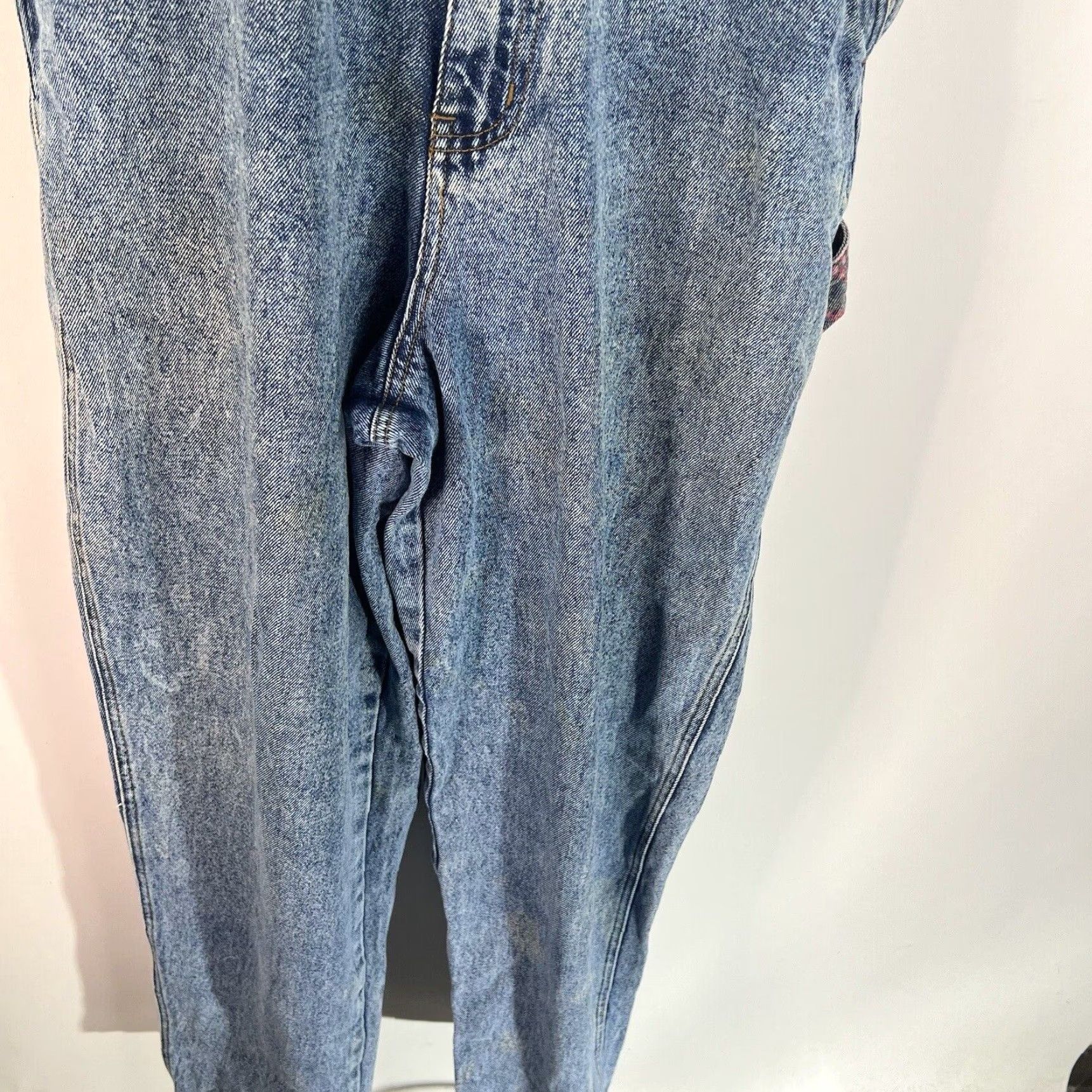 Denime VINTAGE Zeppelin Baggy Denim Bibs Women's M 28in Waist 27in Inseam Blue Distressed Jeans Size ONE SIZE - 4 Thumbnail