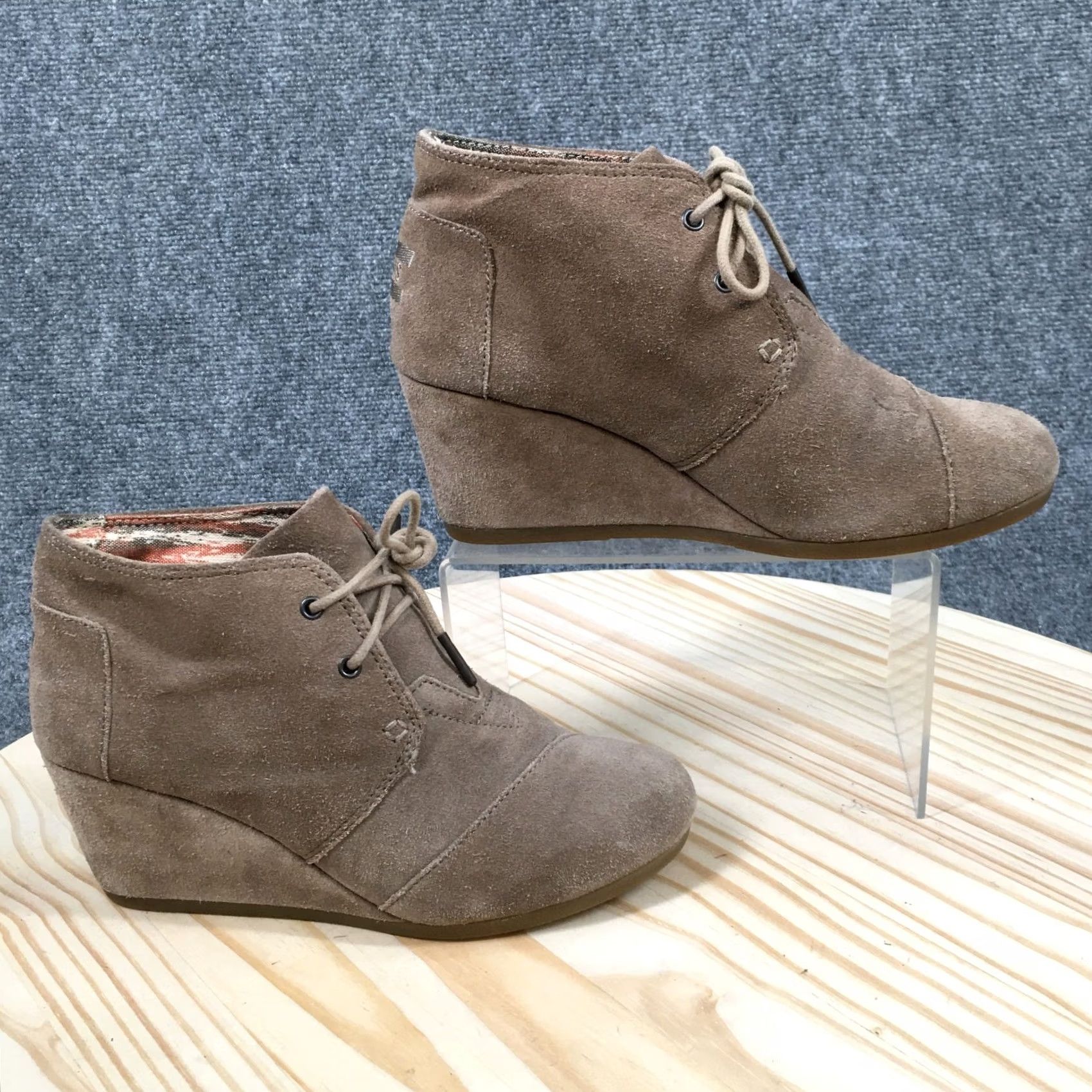 Toms TOMS Boots Womens 7.5 Lace Up Desert Wedge Ankle Bootie 740817 Brown Suede Boots Size US 8 / IT 38 - 2 Thumbnail