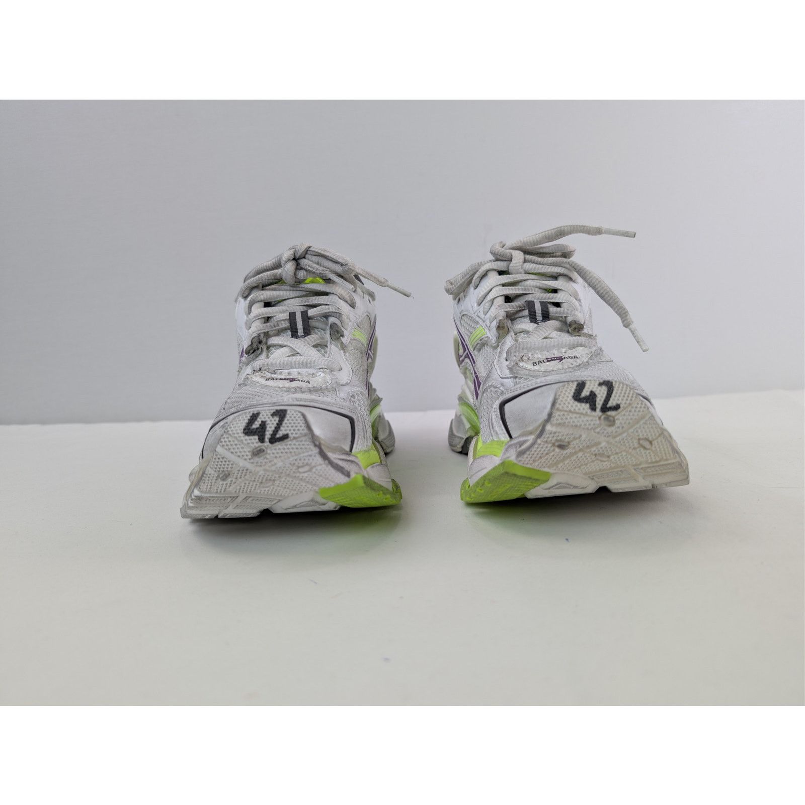 Balenciaga o1rshd1 Mesh Runner Sneaker in White / Fluo Yellow / Grey Size US 10 / EU 43 - 9 Thumbnail