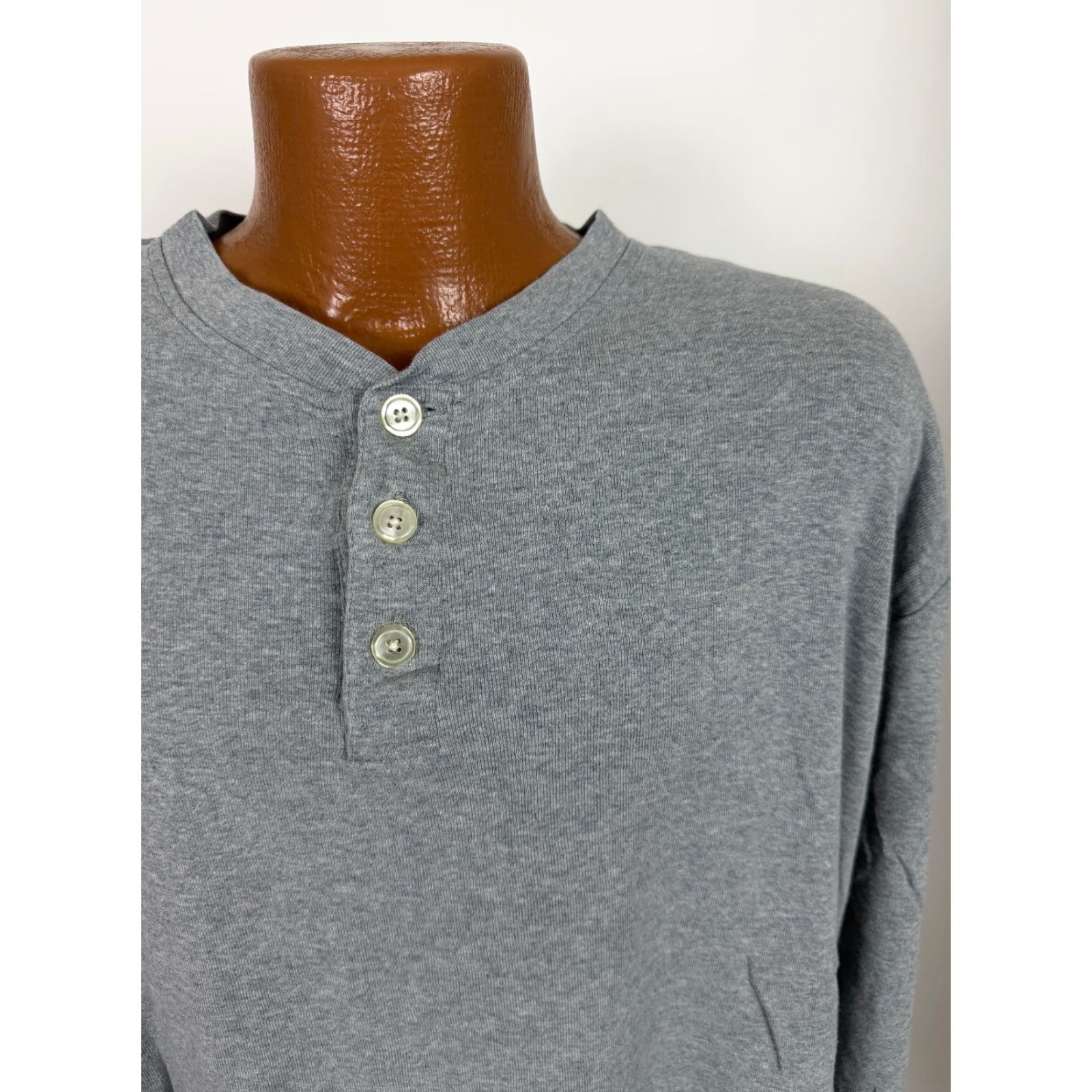 Club Room Vintage Club Room Henley Shirt XL Men Gray 90s Knit Cotton T-Shirt Hook Boxy Stretch Ribbed Outdoors Grunge Hipster 90s Size US XL / EU 56 / 4 - 2 Thumbnail