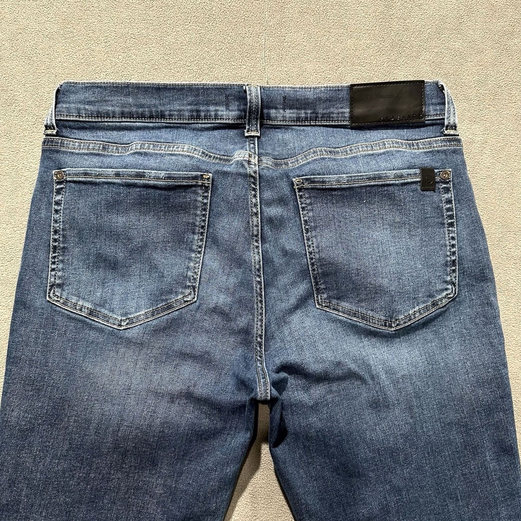 Denime Fidelity Jeans Mens 36 (35x30.5) Blue Torino Medium Wash Denim Stretch Slim Fit - 60 Day Return Size US 36 / EU 52 - 4 Thumbnail