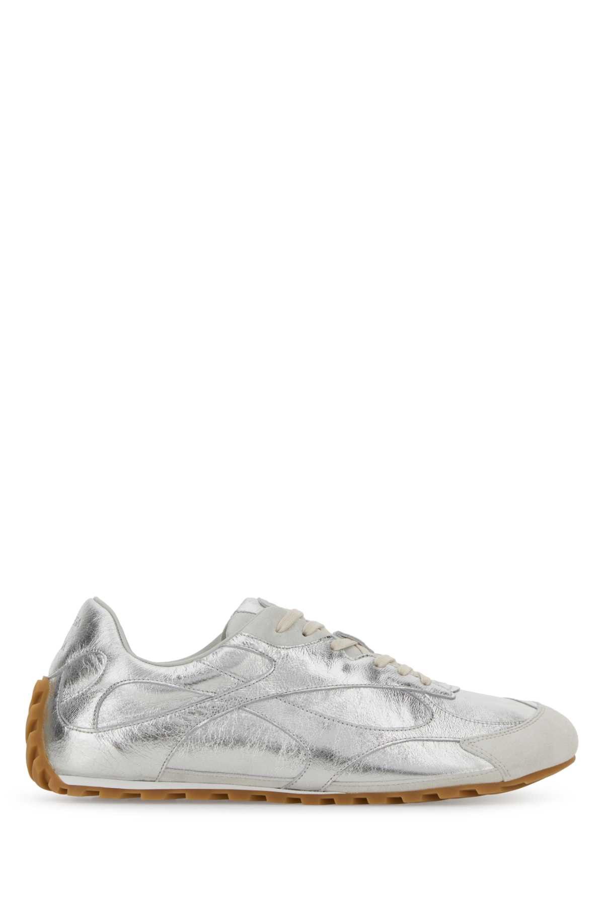 Bottega Veneta Silver Leather And Suede Orbit Sneakers Size US 12 / EU 45 - 1 Thumbnail