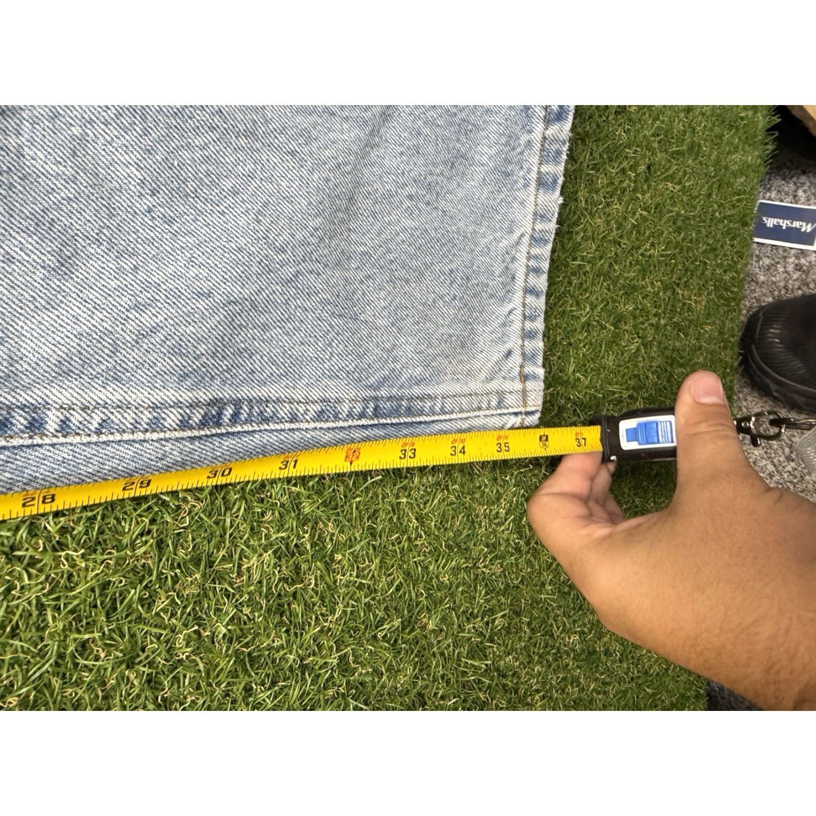 Carhartt Carhartt Jeans Mens 33x36 Dungaree Light Wash Denim Straight Fit B13-DST 90s Logo Size US 33 - 5 Thumbnail