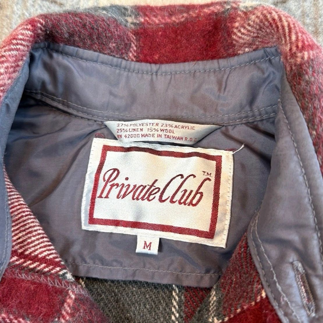 Vintage VINTAGE Private Club Flannel Shirt Jacket Shacket Plaid Wool 90s Red Long Sleeve Button-Up Collared Size M Men Regular" Size US M / EU 48-50 / 2 - 3 Thumbnail