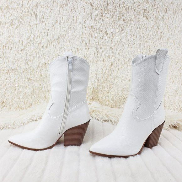 Other Slayer White Cowgirl Cowboy Ankle Boots Western Block Heels Size US 9 / IT 39 - 6 Thumbnail