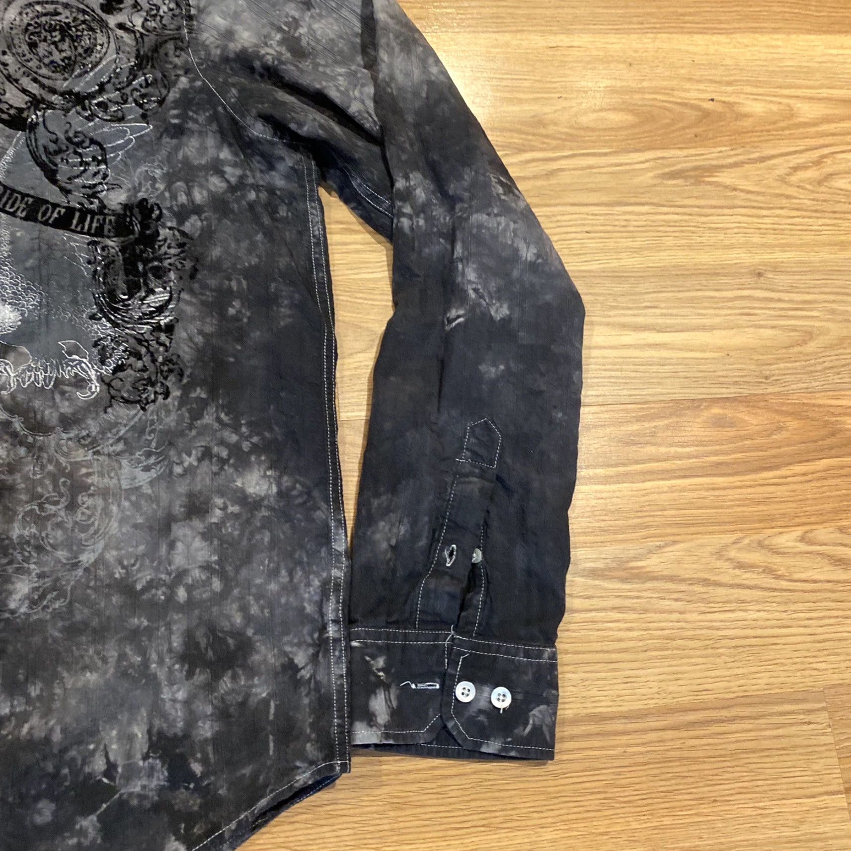 Affliction VINTAGE Helix Affliction Style Goth Punk Emo Shirt Men XL Black Graphic Print Long Sleeve Button-Up Mens XL Size US XL / EU 56 / 4 - 7 Thumbnail