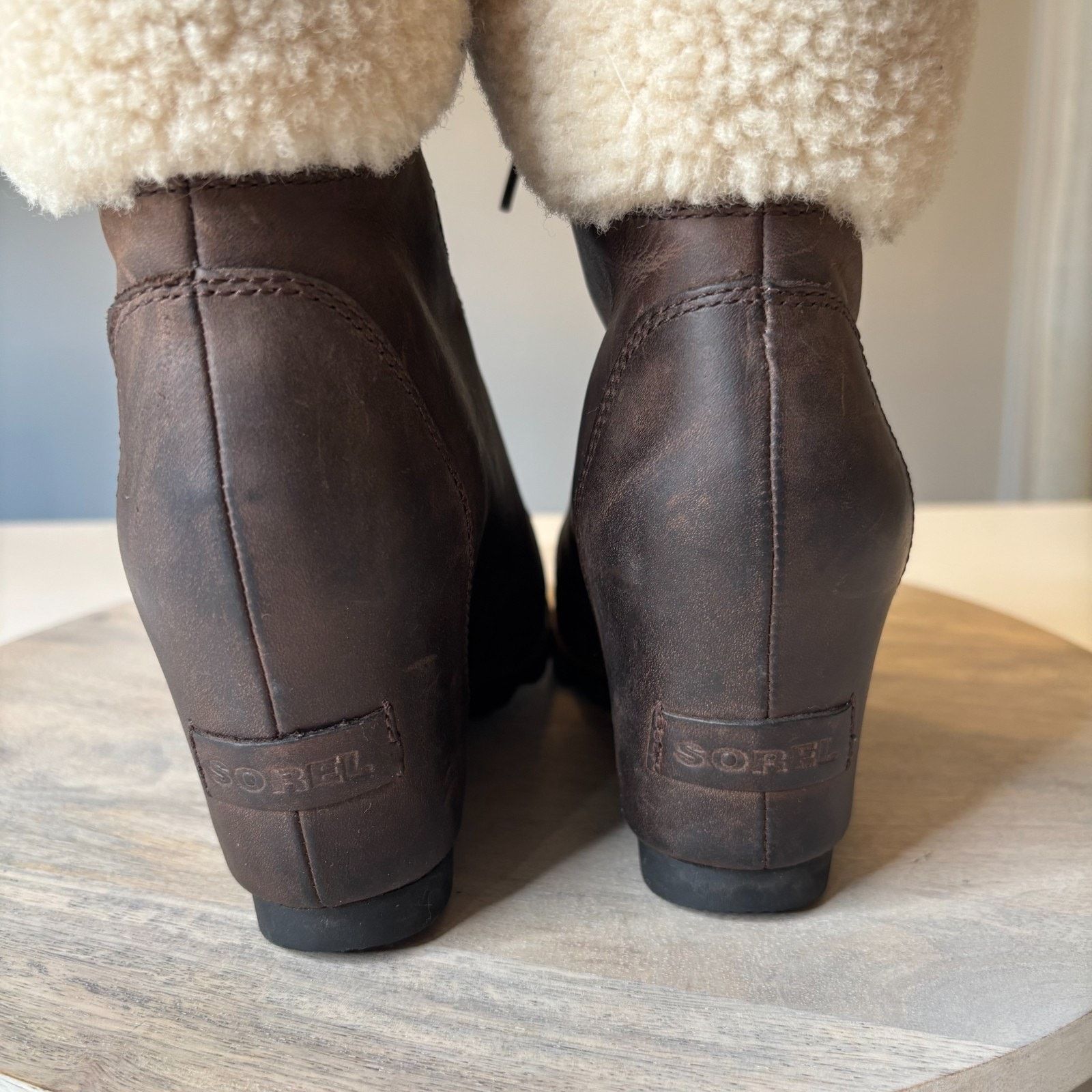 SOREL Sorel Conquest Wedge II Shearling Boots Brown Leather Size 8 Size US 8 / IT 38 - 7 Thumbnail