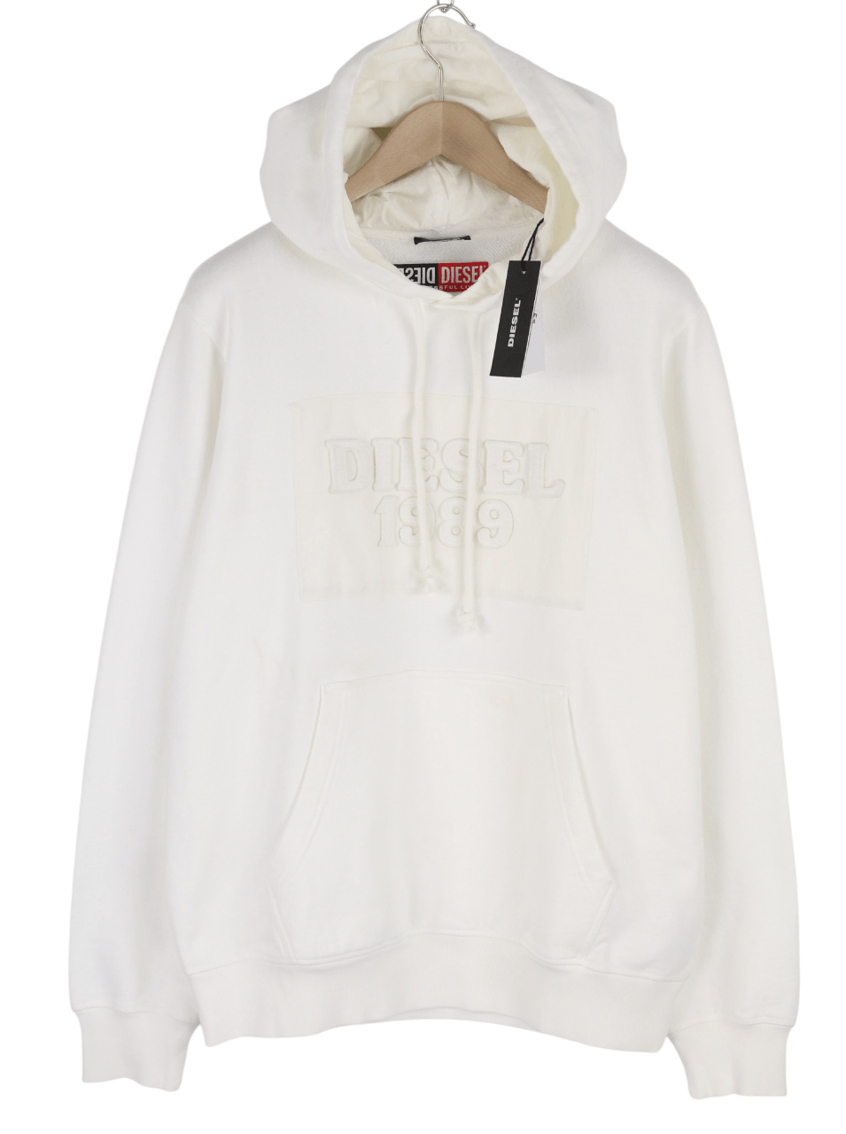Diesel D4D-21 L White Cotton Hooded Logo Hoodie 40103 Size US L / EU 52-54 / 3 - 1 Thumbnail
