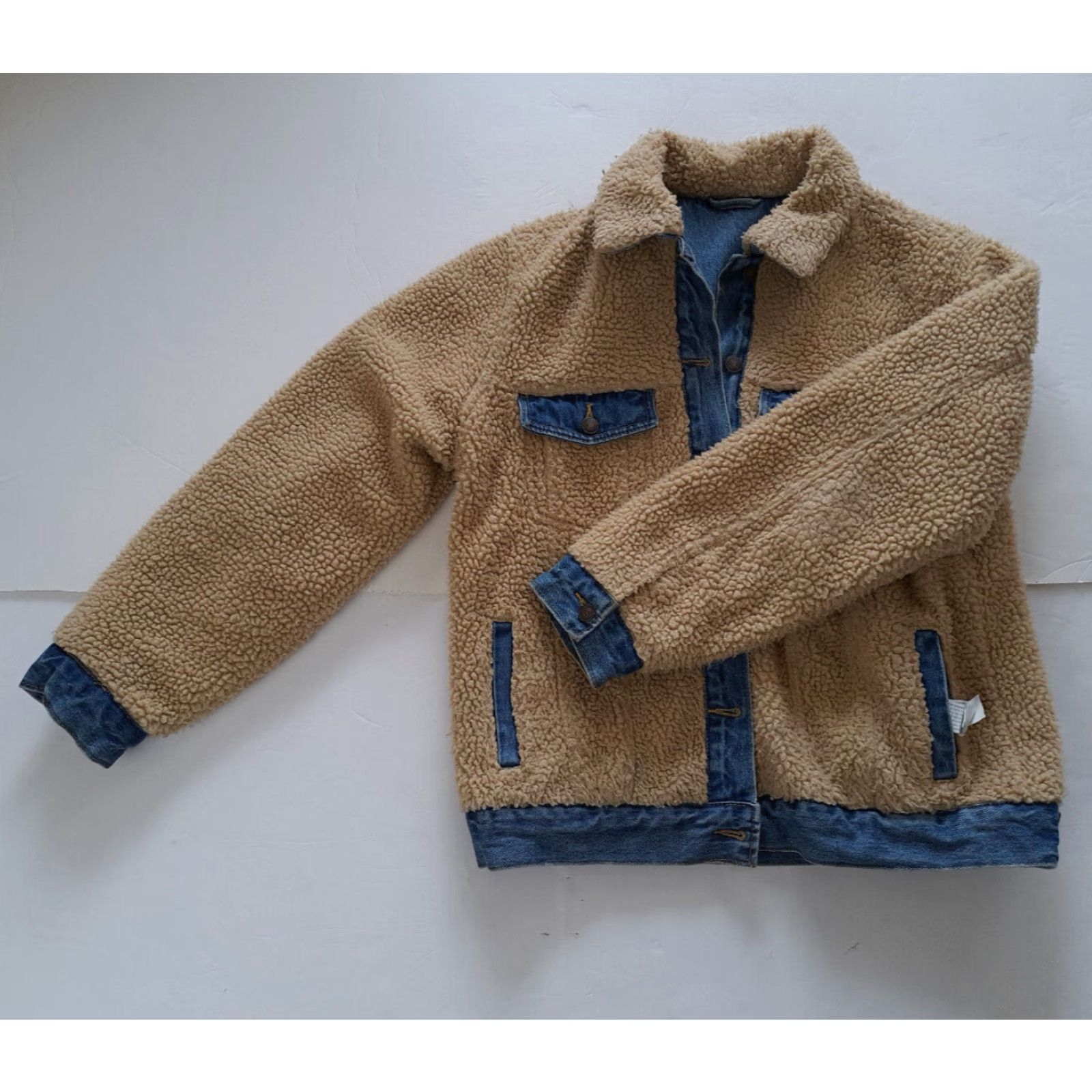 Forever 21 FOREVER 21 Woman Reversible Bomber Jacket Blue Canvas 90s Faux Fur Full Button Medium Size 32" / US 10 / IT 46 - 3 Thumbnail