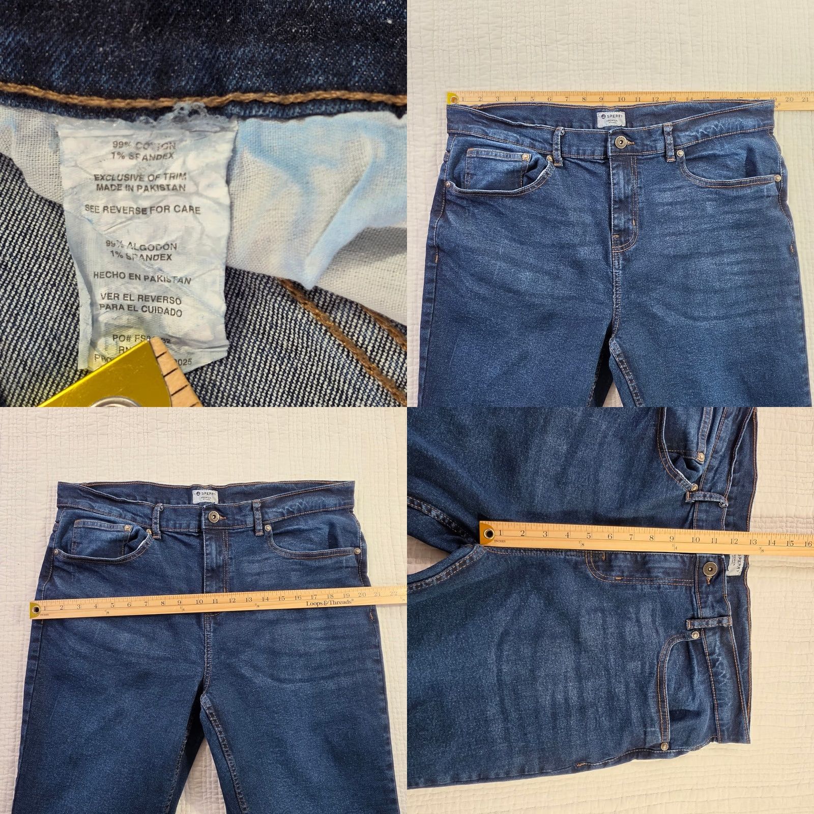 Sperry Sperry Jeans Mens 36x29 Blue Straight Leg Denim Pants Cotton Blend Dark Wash EUC Size US 36 / EU 52 - 8 Thumbnail