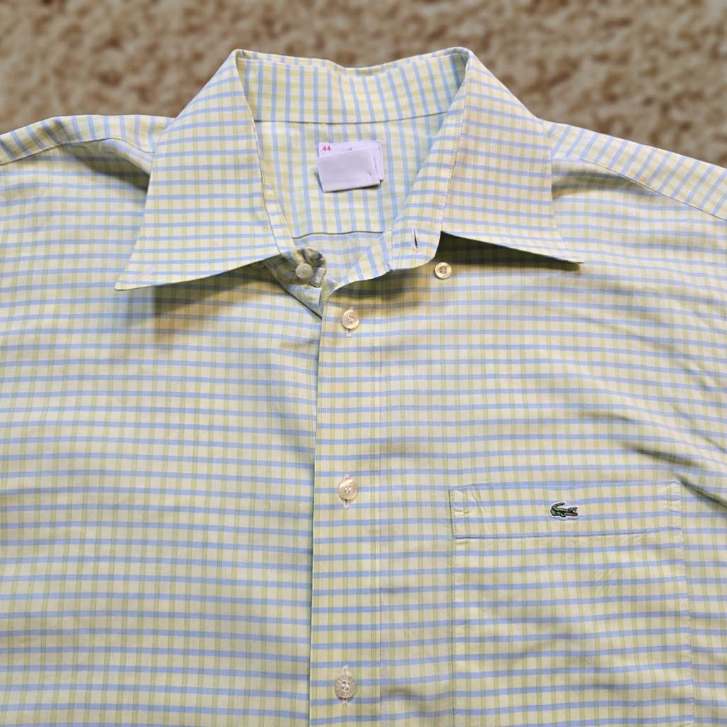 Lacoste Lacoste Shirt Mens 44 Yellow Plaid Button Logo Long Sleeve Career Preppy Classic Size US XXL / EU 58 / 5 - 1 Thumbnail