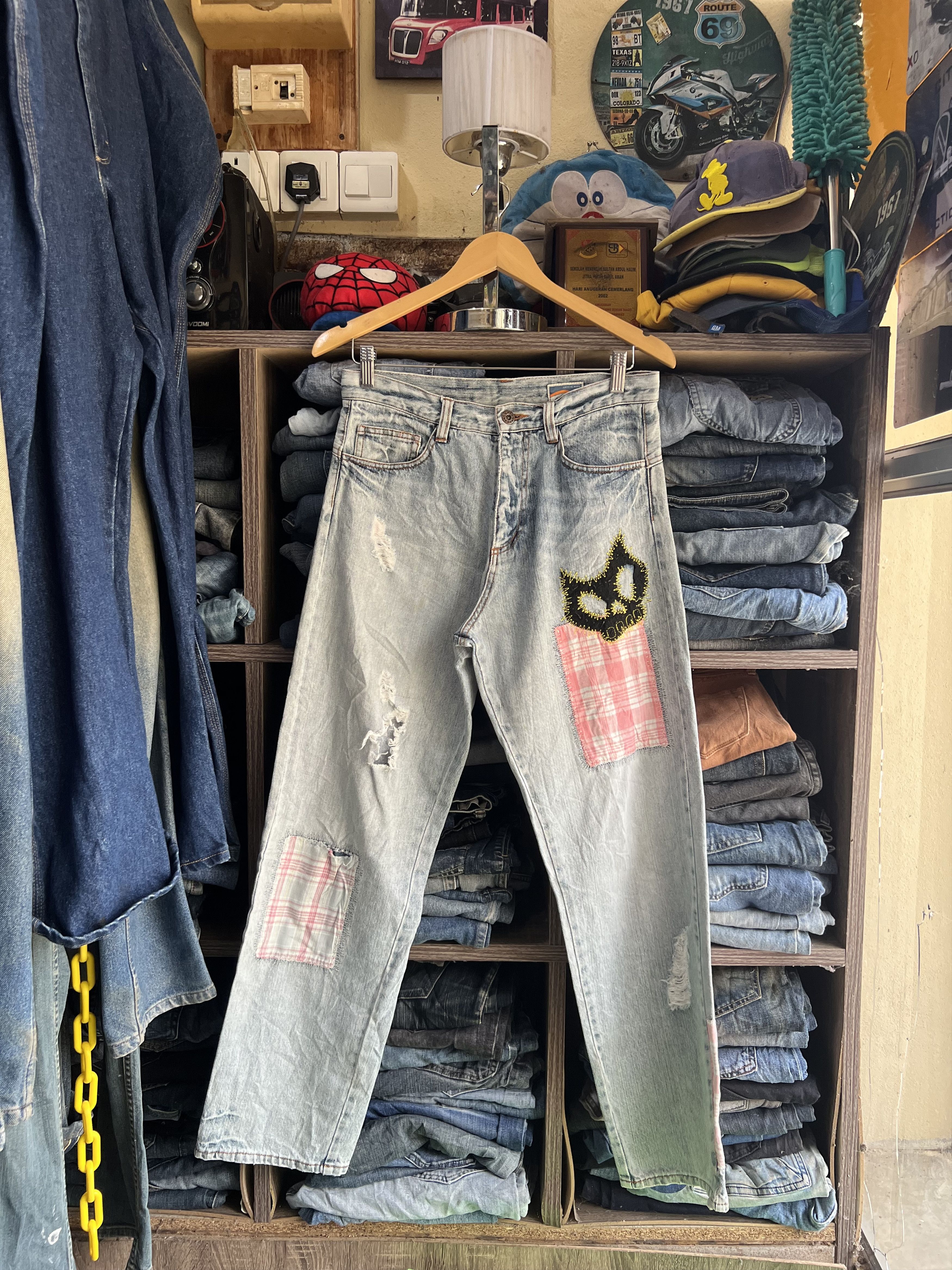 Japanese Brand 🔥Cantwo Patchwork Distressed Denim Size US 31 - 14 Thumbnail