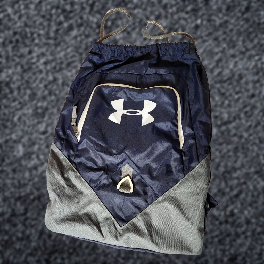 Under Armour Under Armour SackPack Undeniable Drawstring Backpack 19" Navy Gray Zips 19" Men Large Gray Bag Dimensions: 19 in by 19 in Size ONE SIZE - 1 Thumbnail