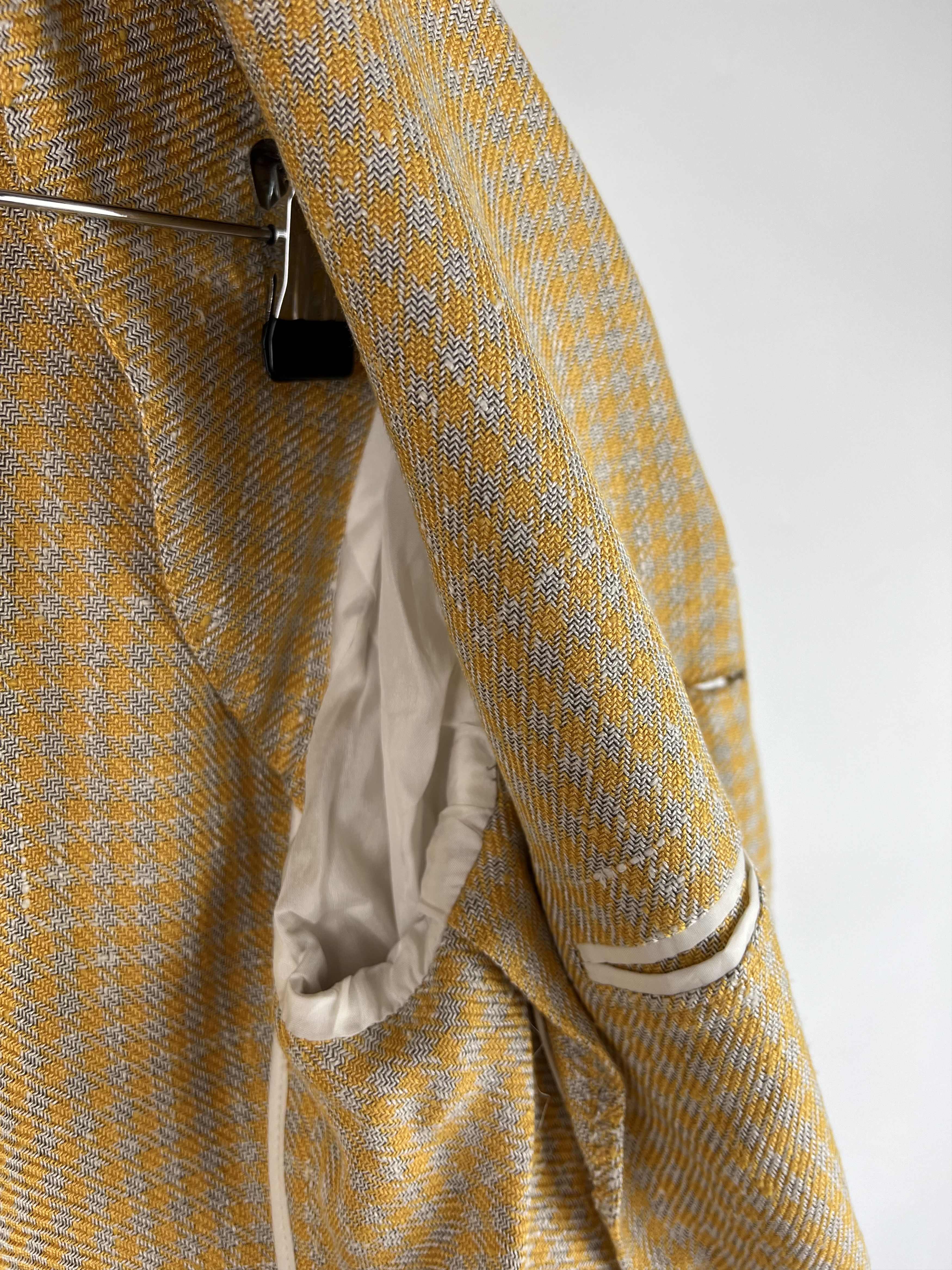 Cantarelli Cantarelli Men's Check Silk Linen Blazer Size 50 Size 50R - 9 Thumbnail