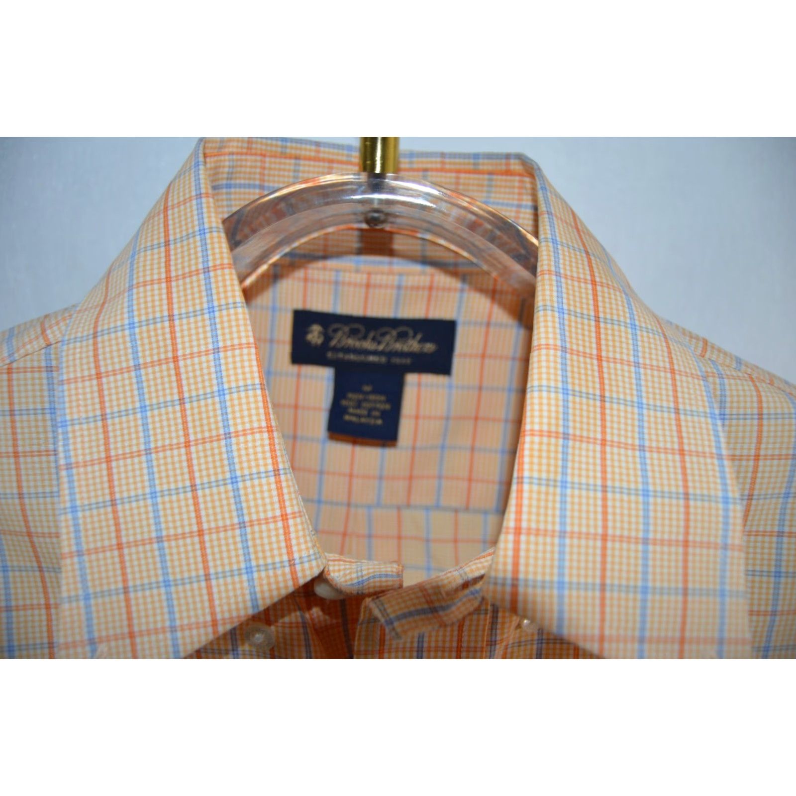 Brooks Brothers Brooks Brothers Shirt Men's M Orange Plaid Non Iron Button Down Cotton Button-Up Collar-Down Size US M / EU 48-50 / 2 - 4 Thumbnail