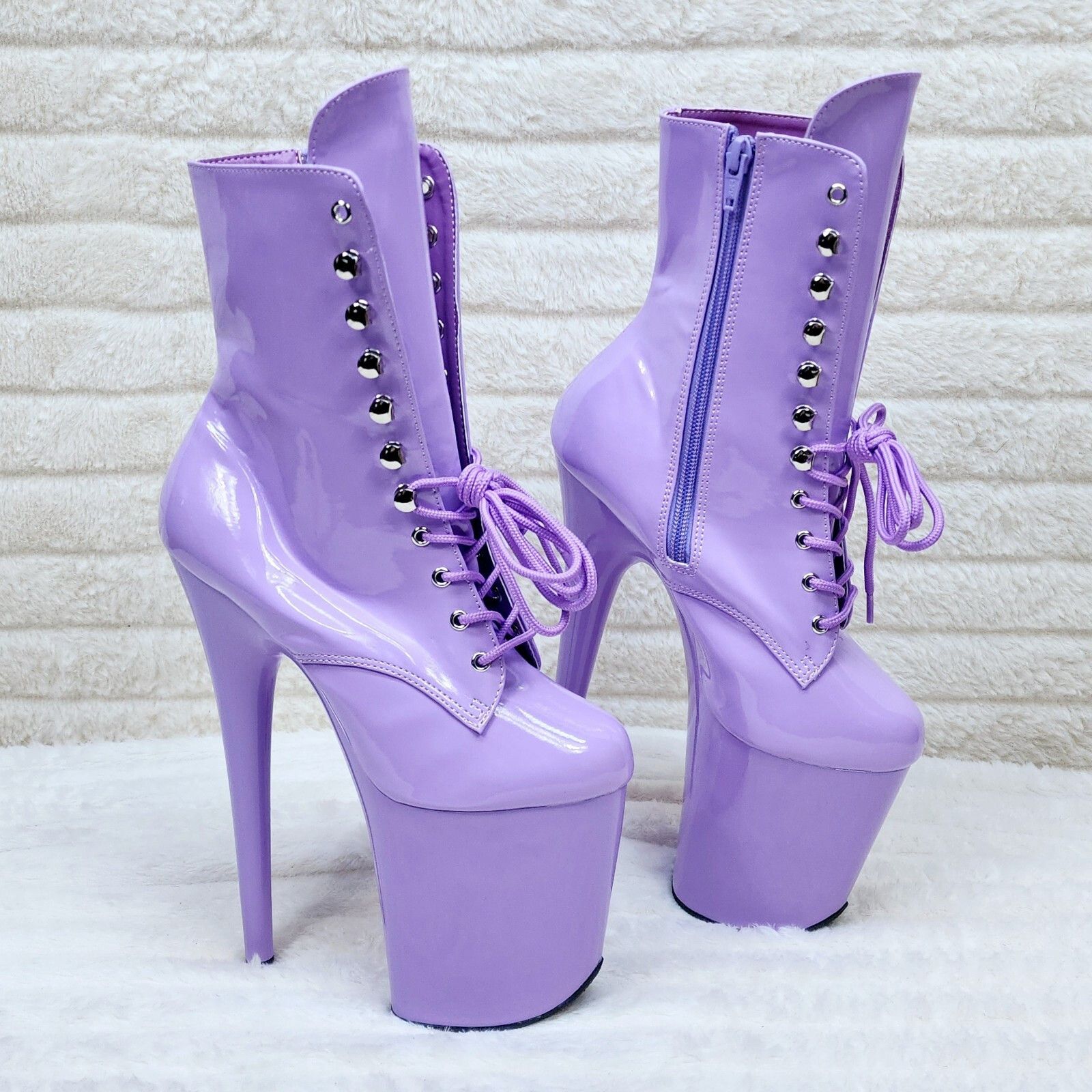 Other Flamingo 1020 Lilac Purple Patent 8" Heel Platform Ankle Boo Size US 11 / IT 41 - 5 Thumbnail