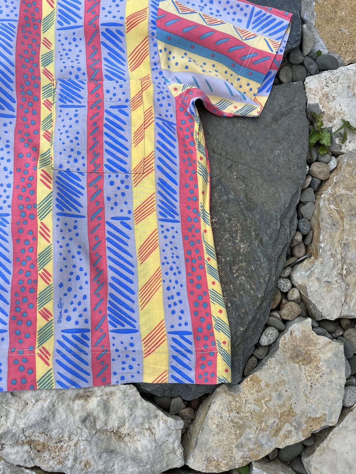 Vintage Vintage Ken Done design striped patterned all over print tee Size US M / EU 48-50 / 2 - 6 Thumbnail