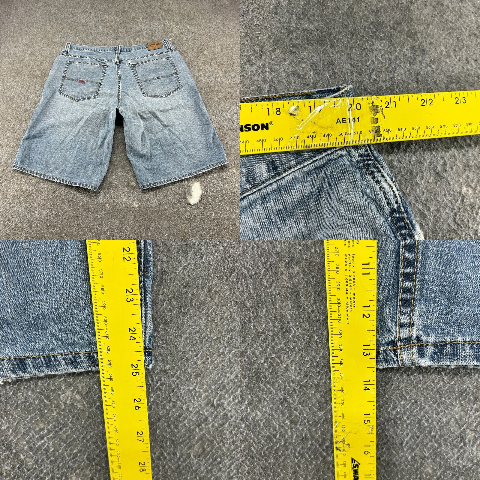 Vintage US Polo Assn Shorts Mens 40 Blue Carpenter Light Wash Denim Distressed Cargo Pocket Regular Inseam 13 Summer Spring Vintage No Mens Size US L / EU 52-54 / 3 - 10 Thumbnail