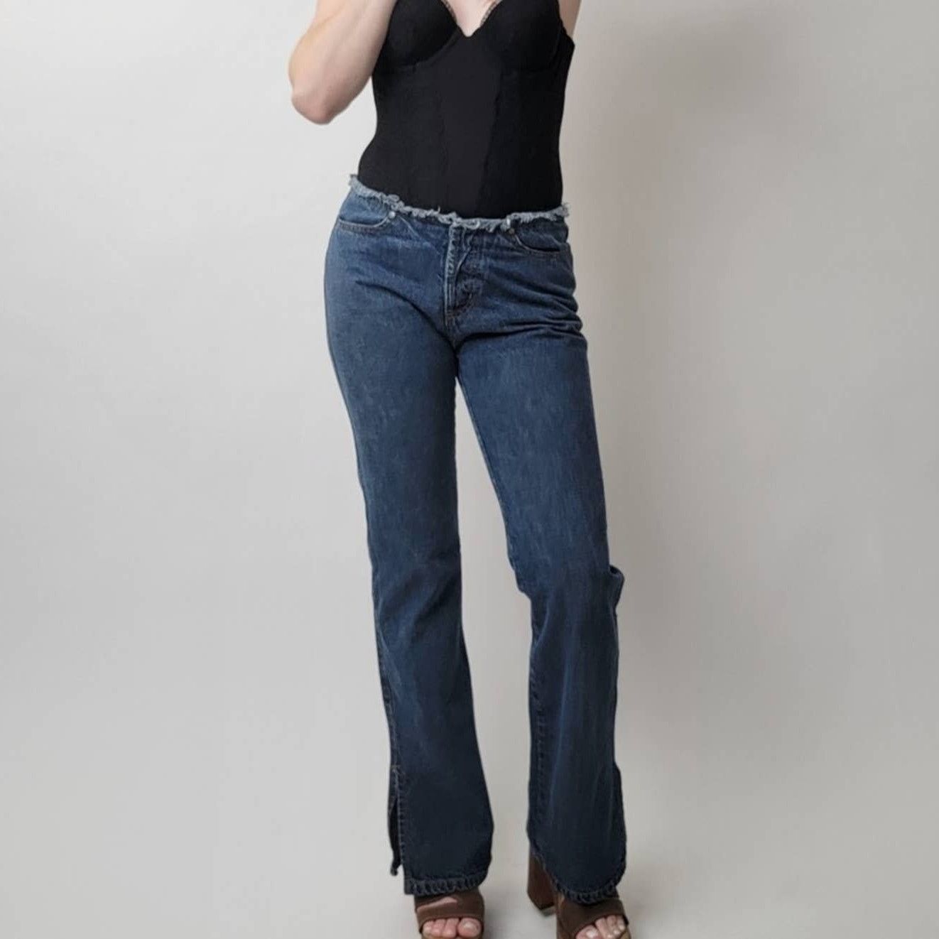 ESPIRIT Vintage Y2K ESPIRIT Raw Hem Low Rise Wide Leg Bellbottoms Size 30" / US 8 / IT 44 - 5 Thumbnail