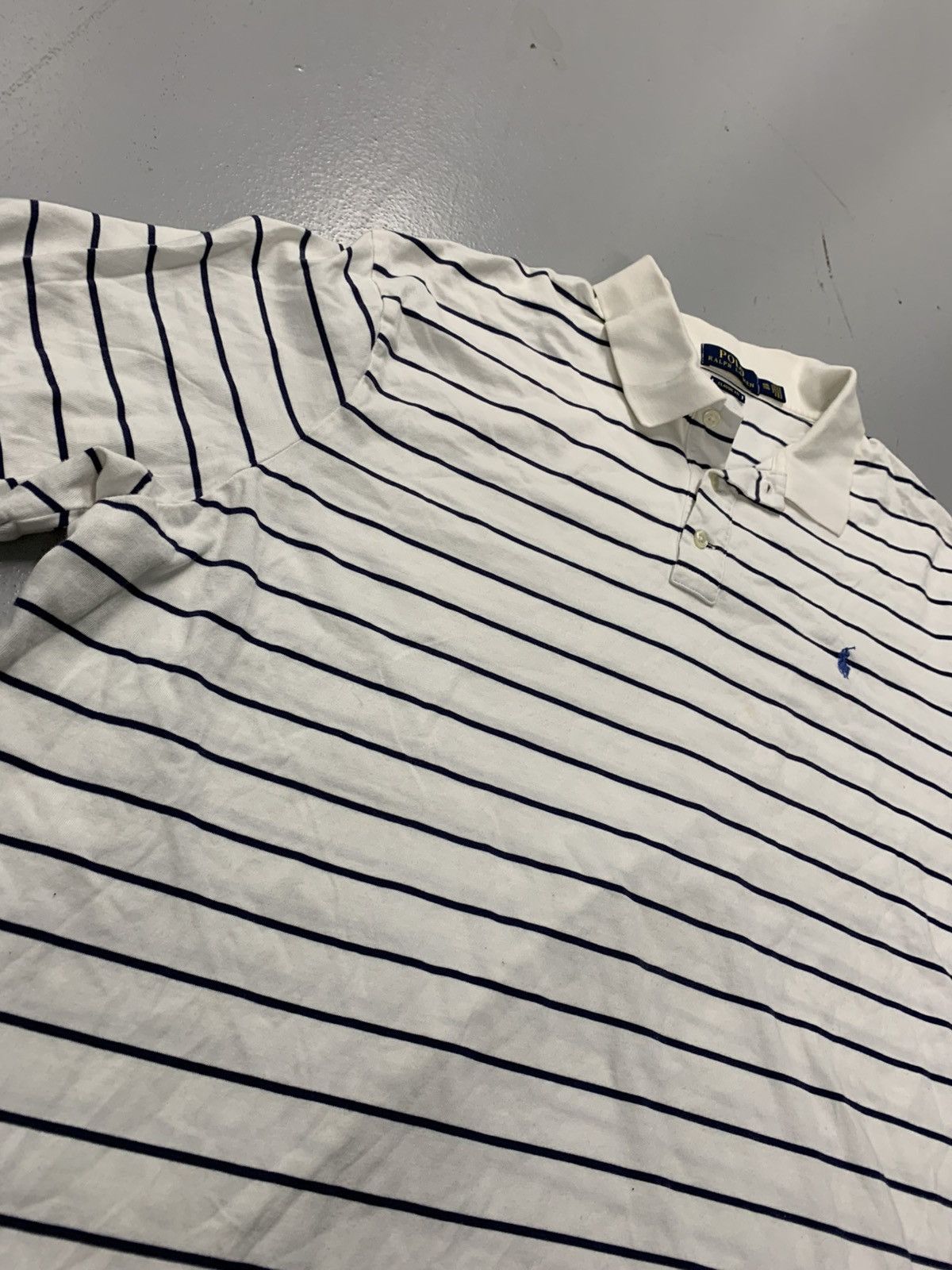 Polo Ralph Lauren Polo Ralph Lauren Navy Stripe Polo Shirt XXL Size US XXL / EU 58 / 5 - 2 Thumbnail