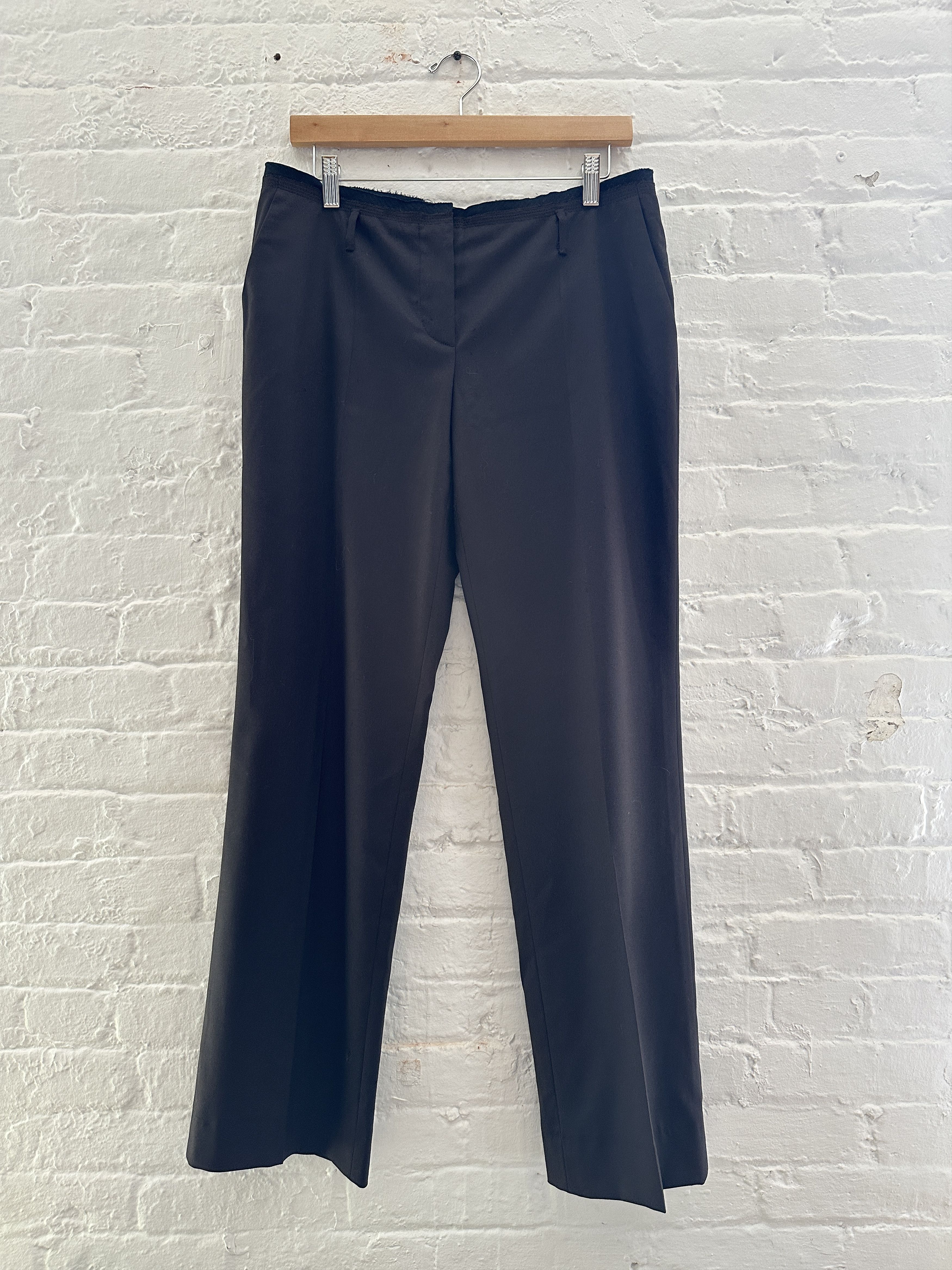 スーツ prada archive wide flare slacks pants Prada Pant wool blend loops belt | The Fashion Square