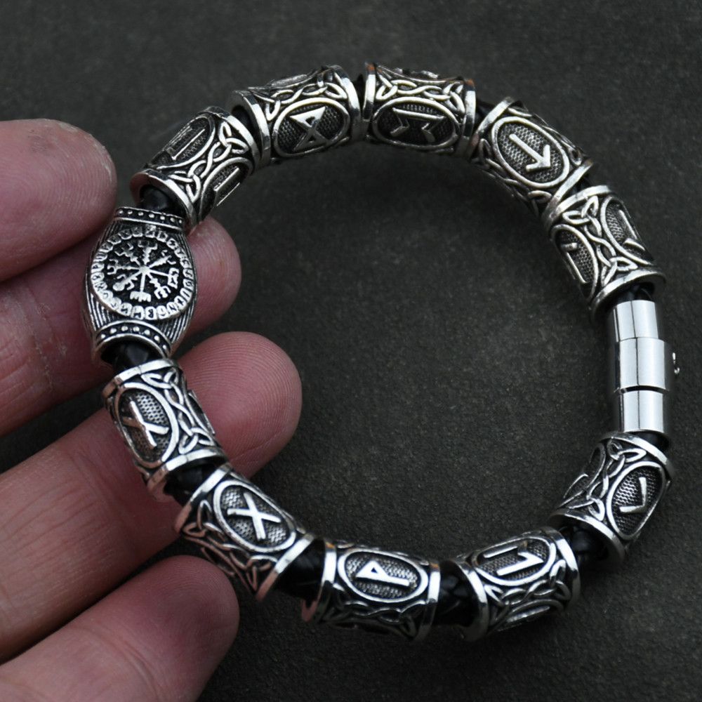 Jewelry Norse Runes Vegvisir Compass Amulet Viking Bracelet Size ONE SIZE - 1 Thumbnail